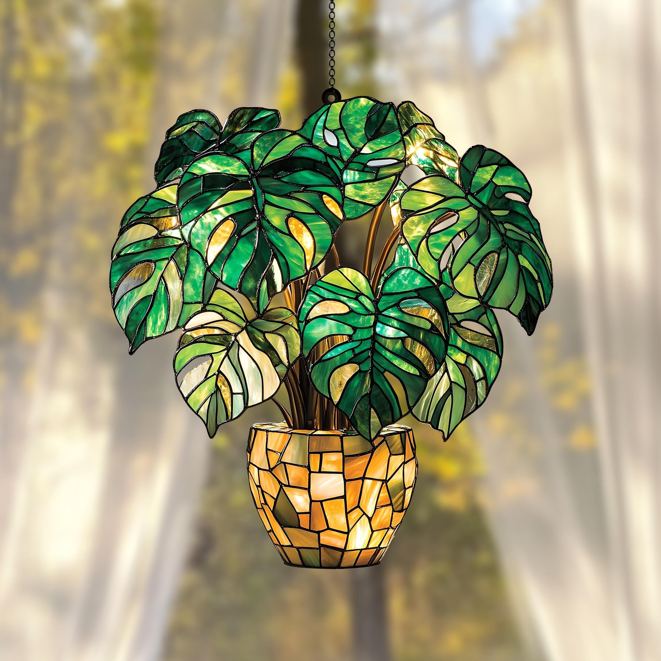 Monstera Leaves Acrylic Suncatcher Window Hanging Plant Mom Gift Garden Decor Plant Lady Lover Gift