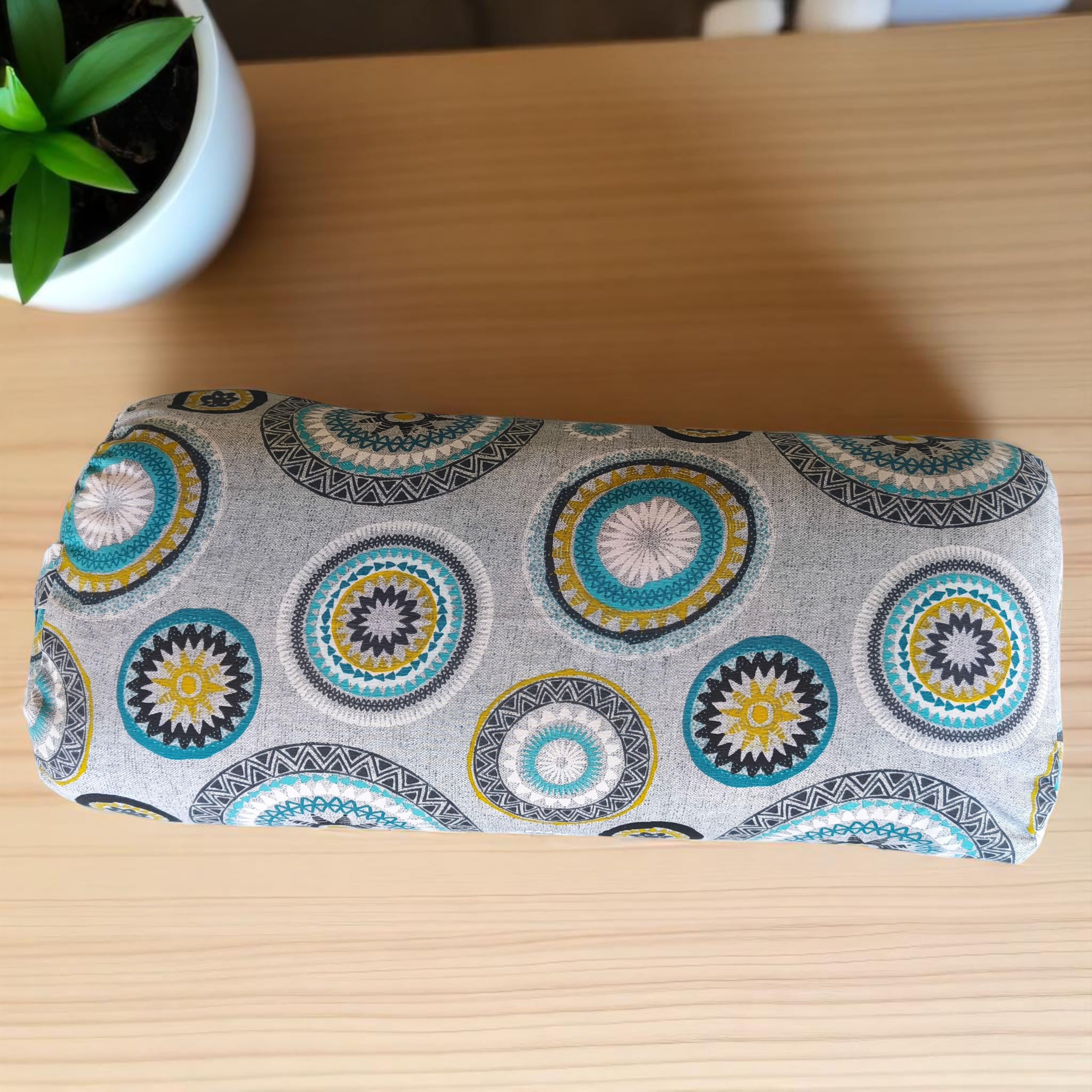 Bolster rectangulaire pour Yoga Corfu, Coussin de Yoga, Yoga Accessoires, Housse Amovible Lavable, Rembourrage Fait à partir de Balle d'épeautre Bio, poignée de Transport, 62x26x15cm