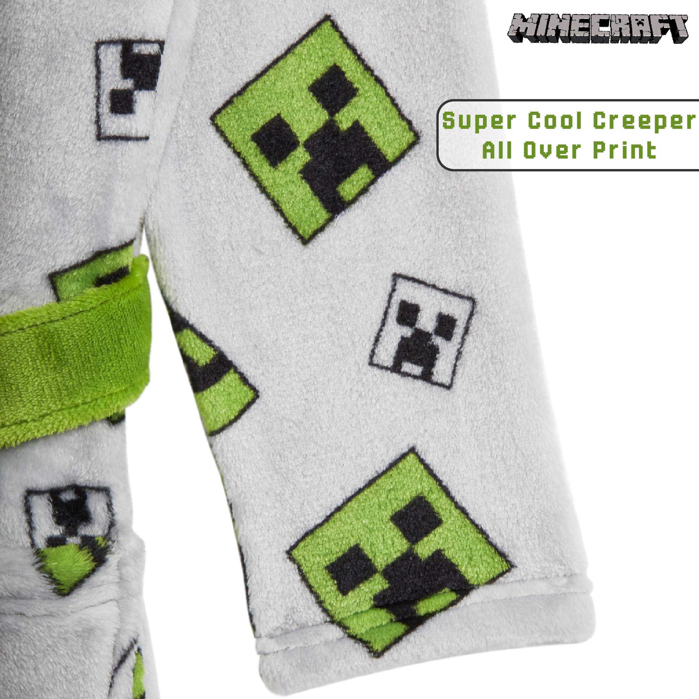 Buy Minecraft Dressing Gown Boys, Kids Fleece Hooded Dressing Gowns Kids with Creeper Design