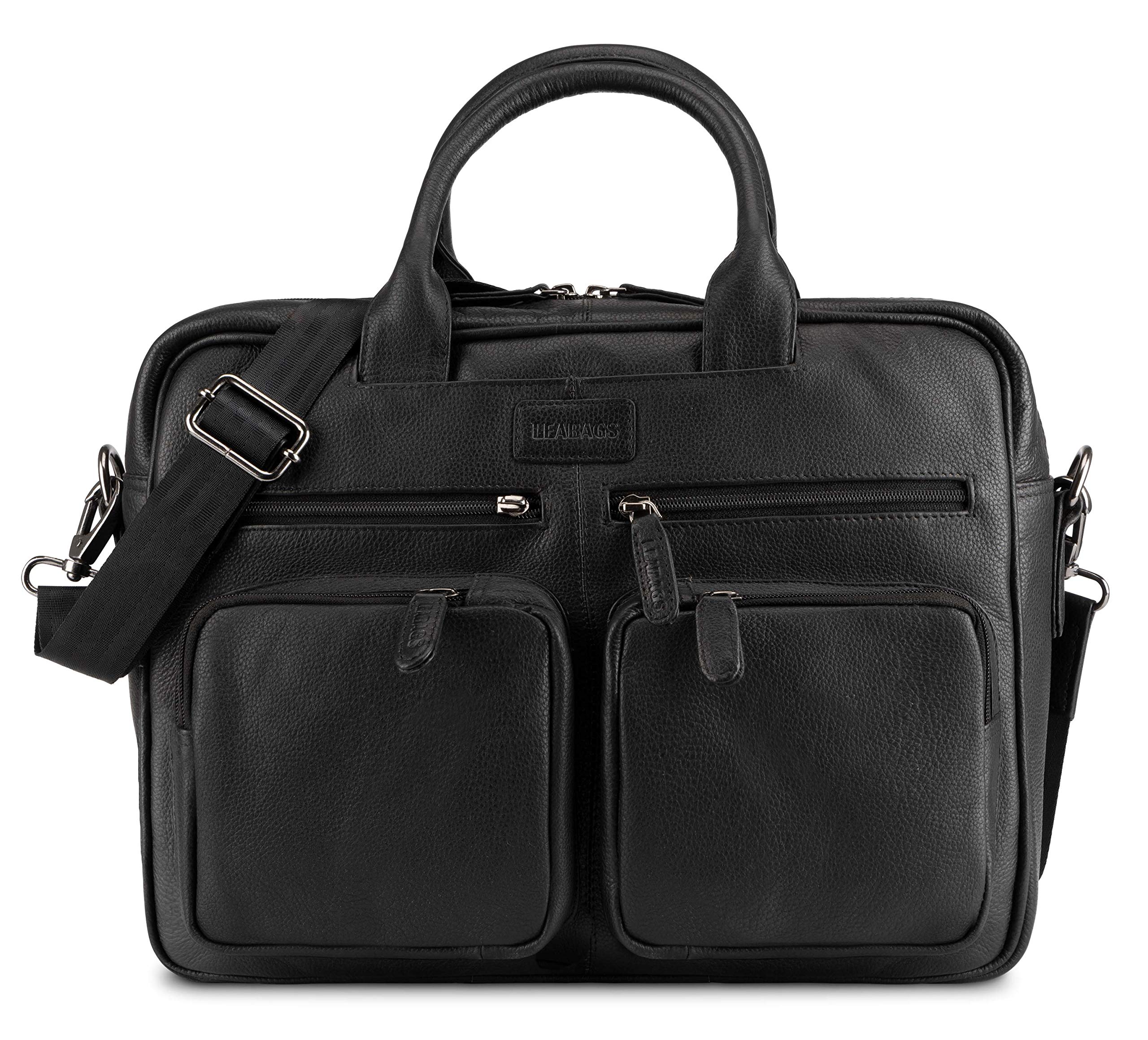 LEABAGS Dallas Leather Shoulder Bag I 15" Laptopbag I Genuine buffalo leather messenger bag I Vintage leather bag I Work bag