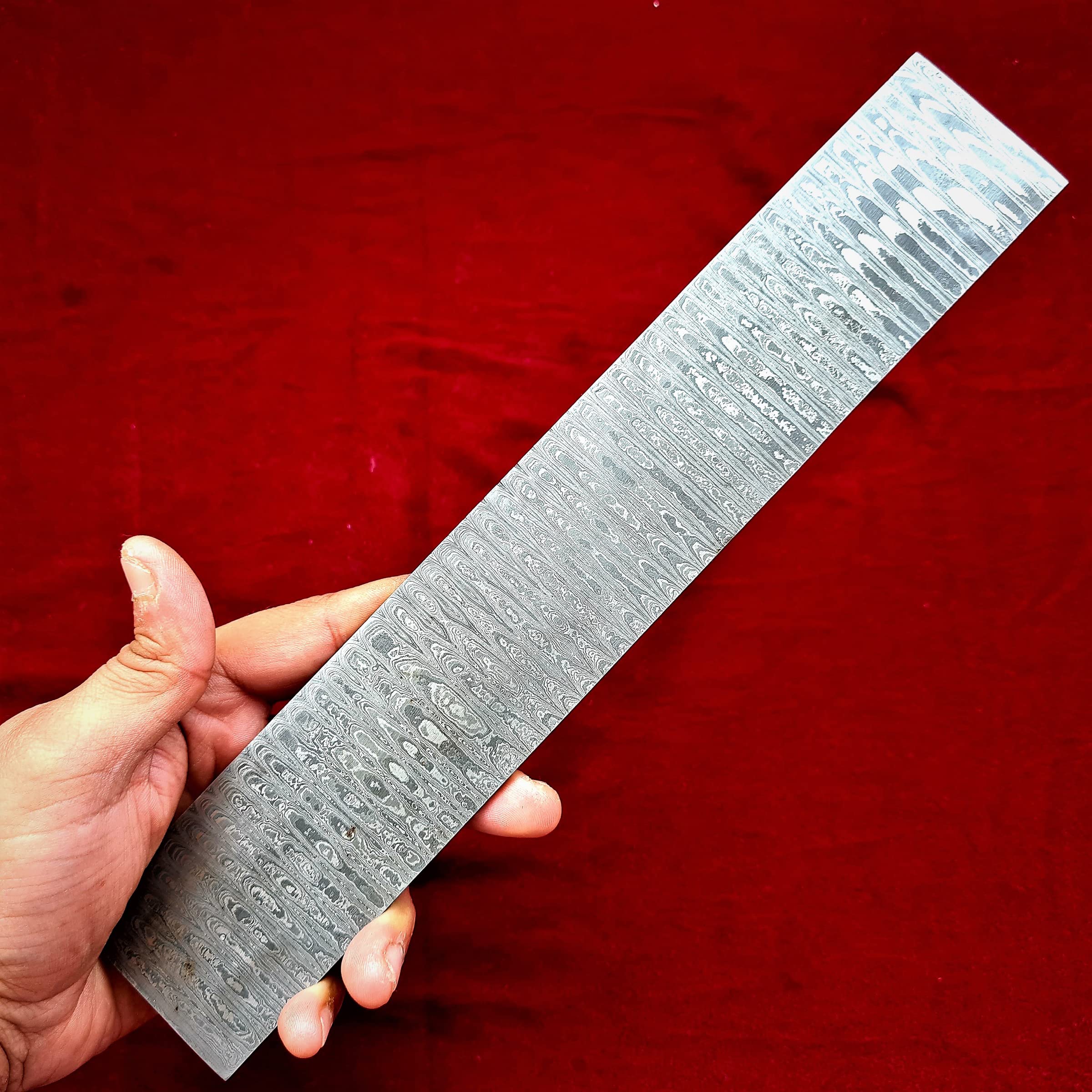 Damastplatte Edelstahl | Rohstahl Damaszener Platte | 1095 + 15N20 Damast Stahl | 30 cm - 12" | LADDER Muster - DB05