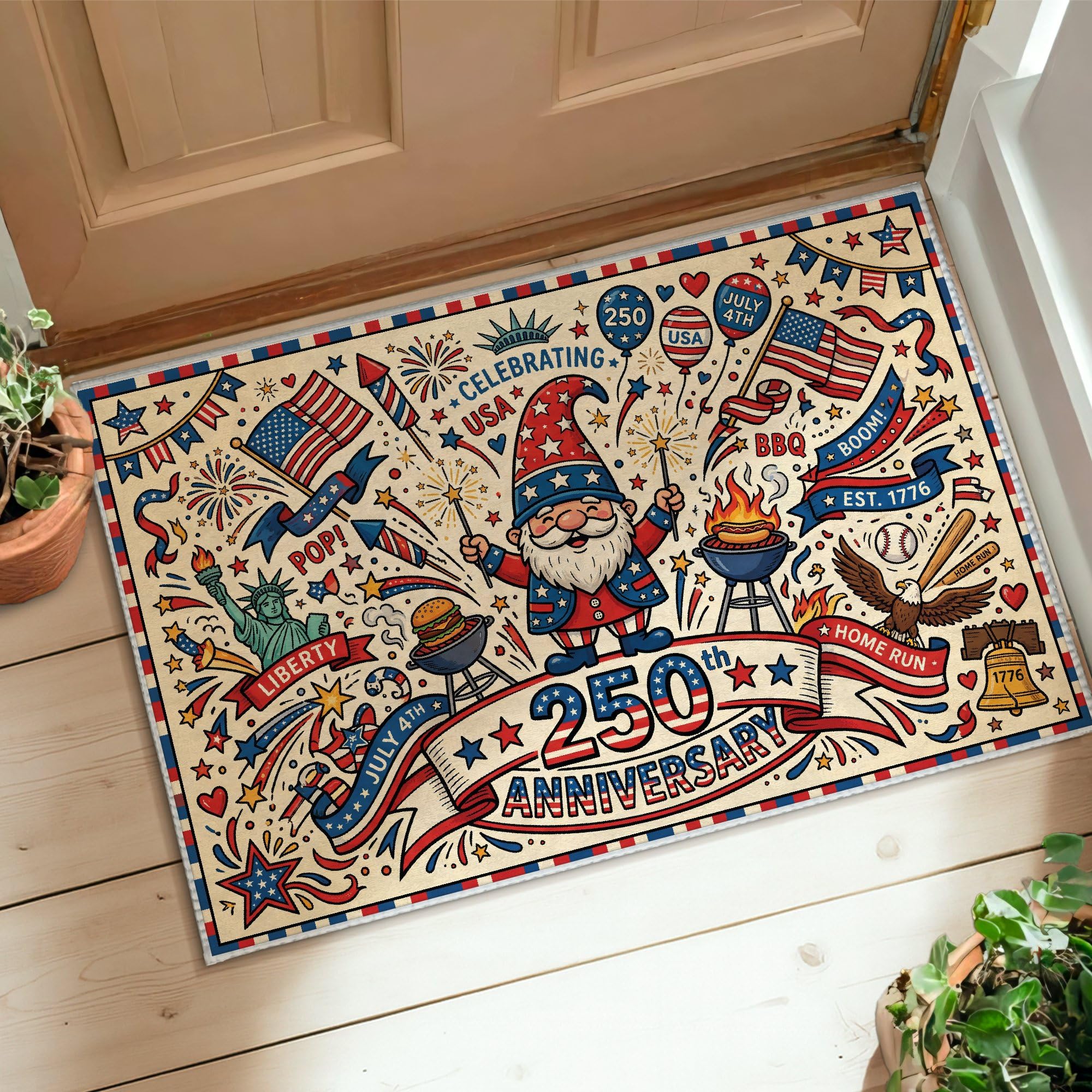 Tapis patriotique nain de jardin pour sublimer votre buanderie festive
