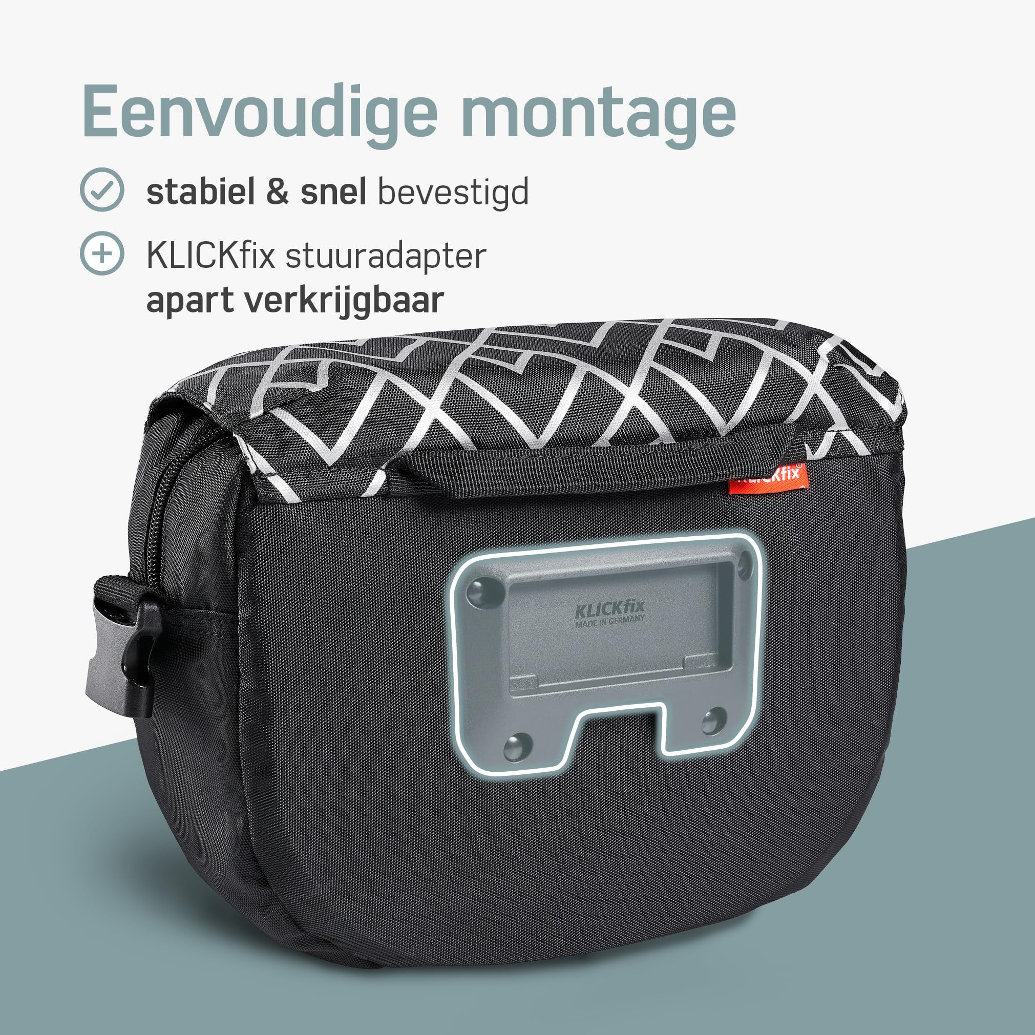 Borgen Klickfix Stuurtas, waterafstotende en ruime fietsstuurtas, 5 liter, fietstas stuur