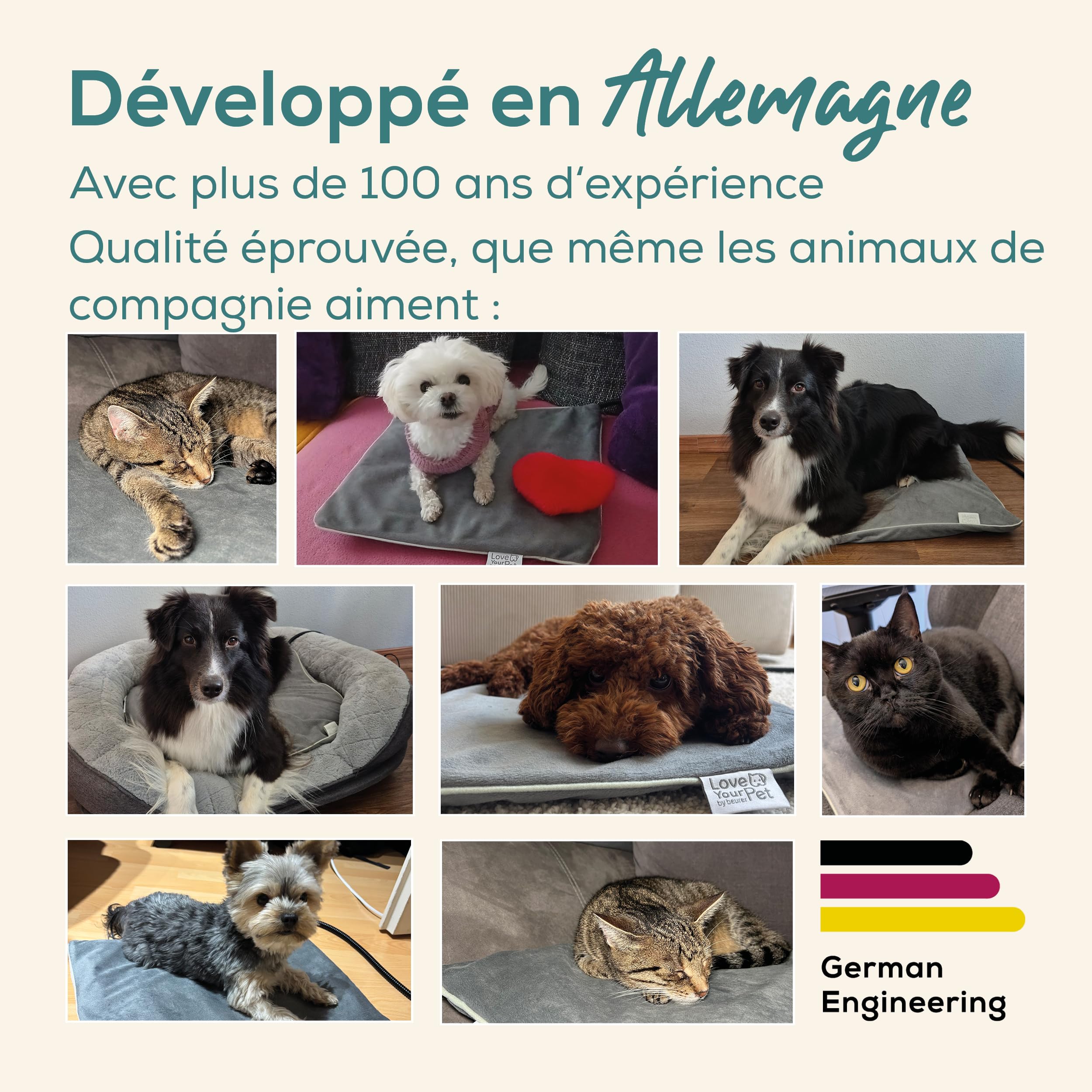 Beurer Love Your Pet Tapis Chauffant S « Lilli » pour Chiens et Chats, avec minuteur, Petite Couverture pour Chien, Lavable à 30 °C, résistant aux Rayures et étanche, 41 x 34 cm