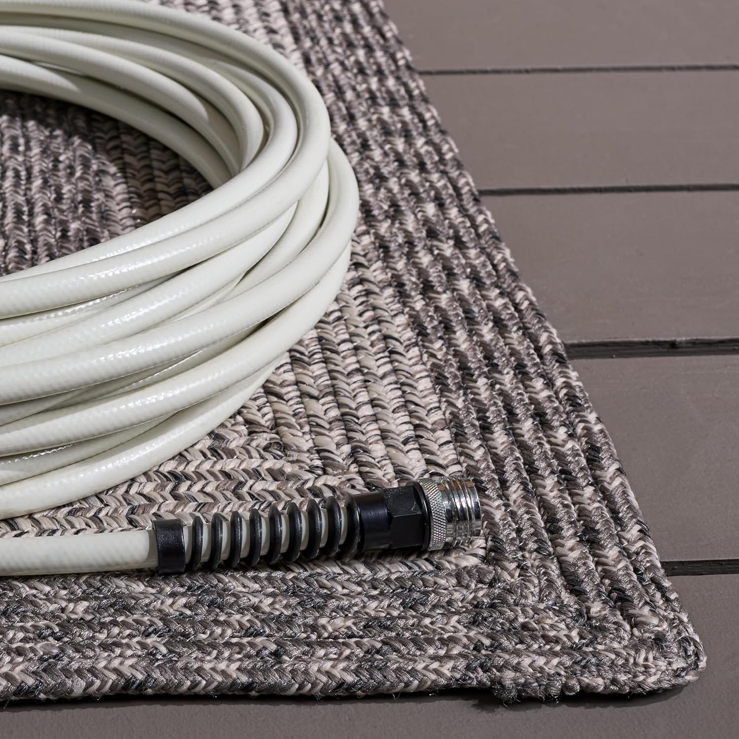SAFAVIEH Washable Rug Outdoor Braided Collection - 5' x 8', Grey, Handmade & Reversible, Non-Shedding & Easy to Clean, Ideal for Patio, Backyard, Mudroom (BRA265F)
