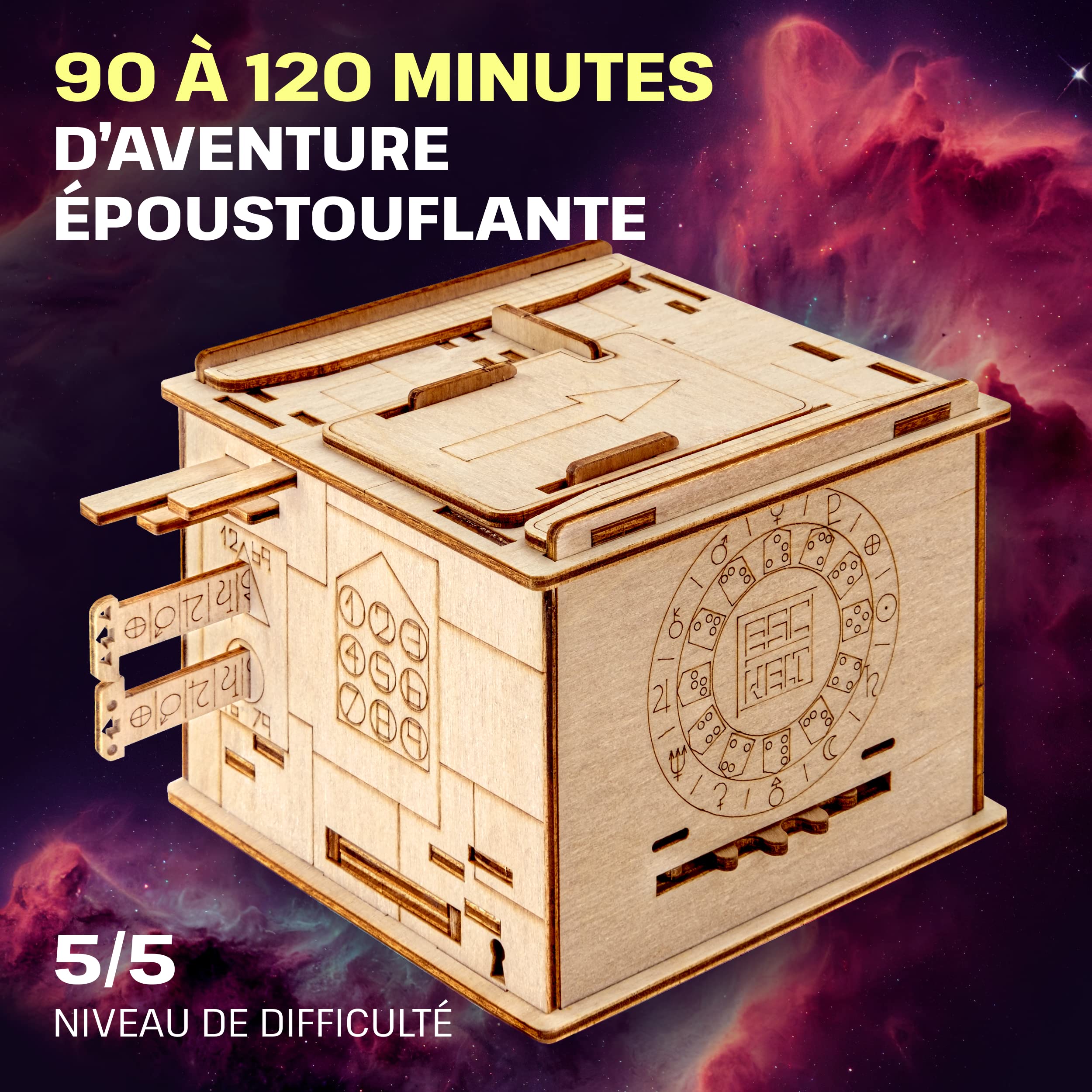 ESC WELT Space Box - Boîte d'énigmes en de Bouleau - Puzzles 3D pour Adultes - Casse-tête avancé en Bois pour Les Fêtes d'anniversaire et Les Soirées en Famille - Boîte à Puzzles en Bois