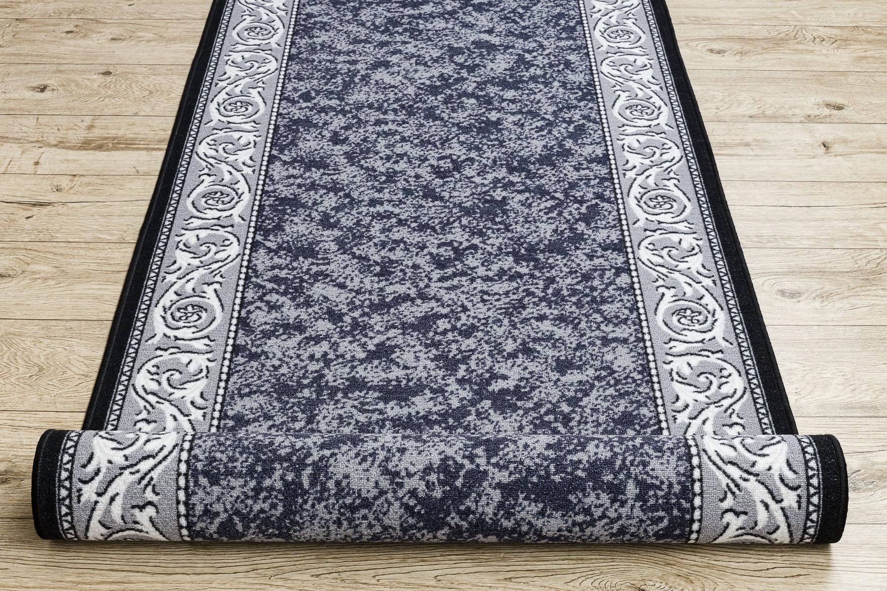rugsx Läufer Antirutsch Romantic Ornament, Teppichläufer, Flur, Schlafzimmer, Wohnzimmer, Meterware, rutschfest, grau 120x500 cm