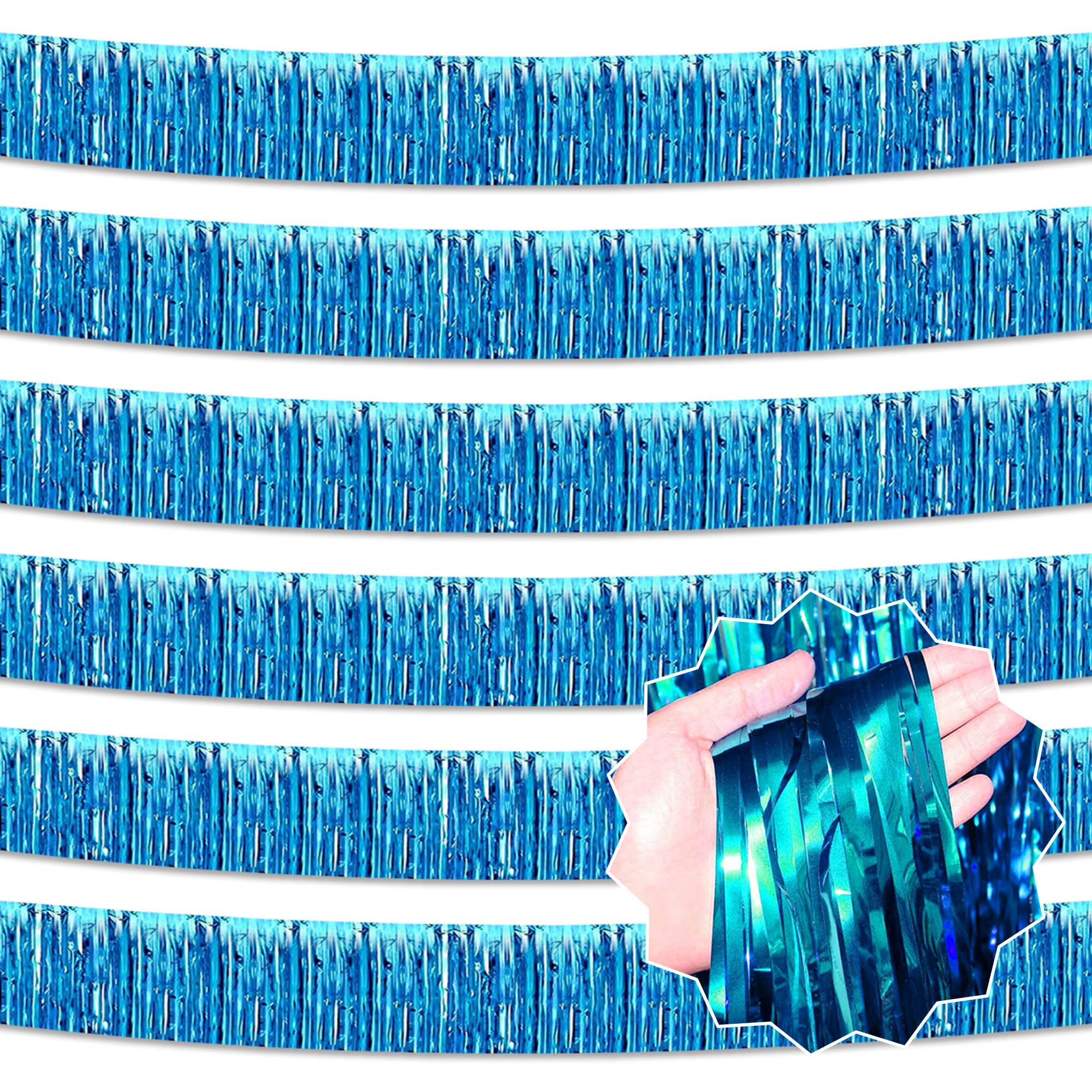 Guirlande à franges bleu lac 3m lot de 6 en aluminium pour décoration de fête