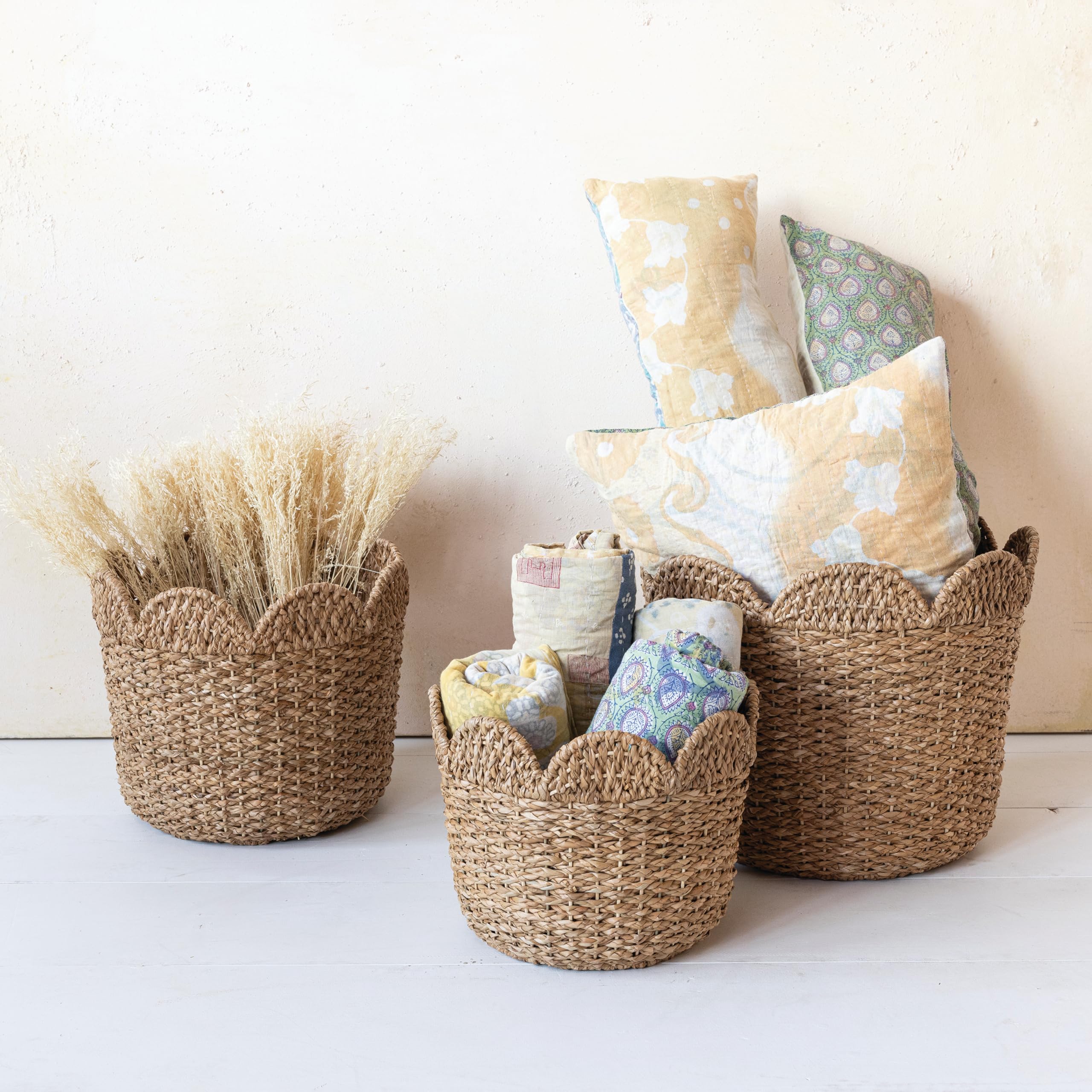 Amazon.com: Creative Co-Op Braided Bankuan and Rattan Baskets with