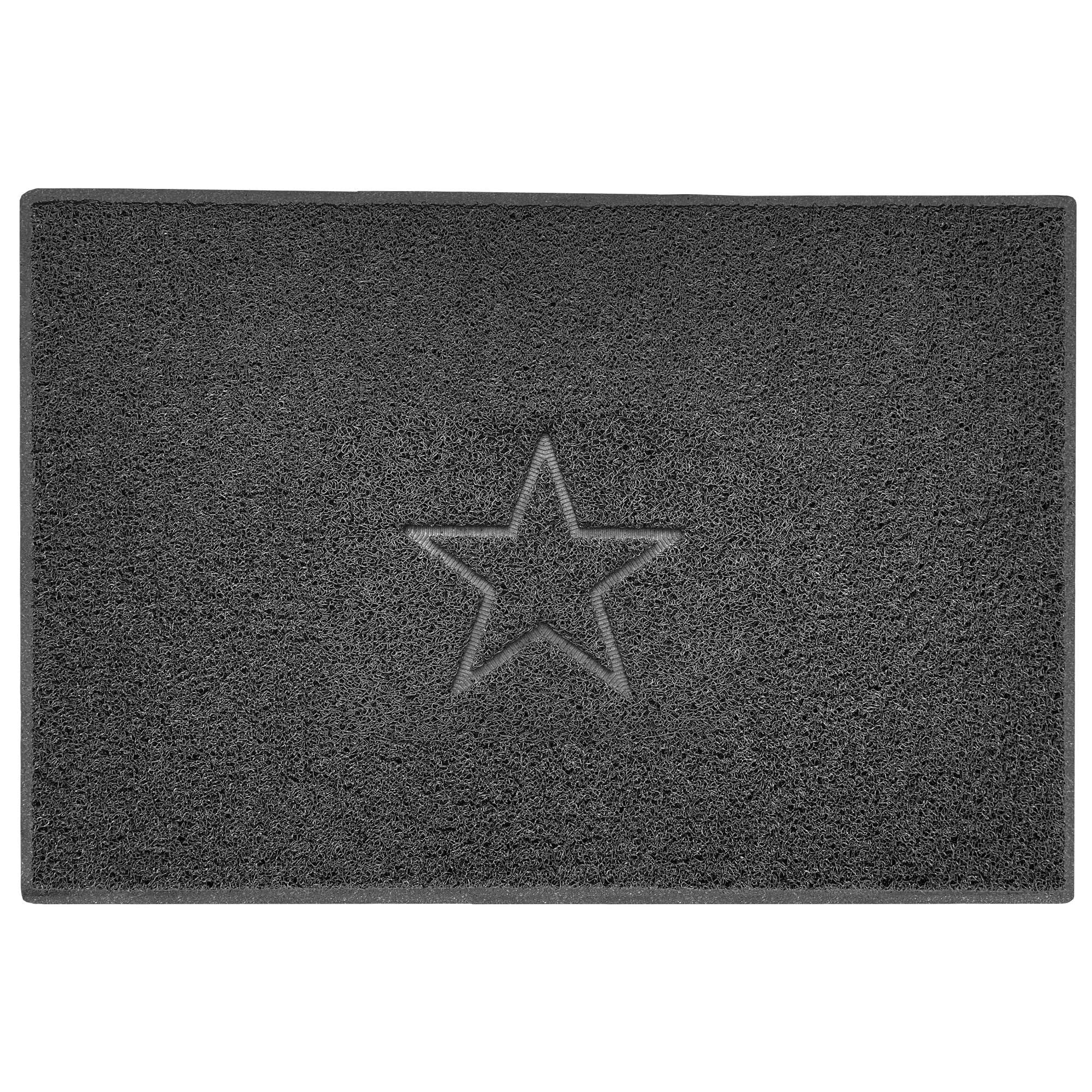 Nicoman Star Embossed Shape Door Mat Dirt-Trapper Washable Barrier Doormat-Dark Grey (Watertight Rubber-Back)-X Large (120x80cm)