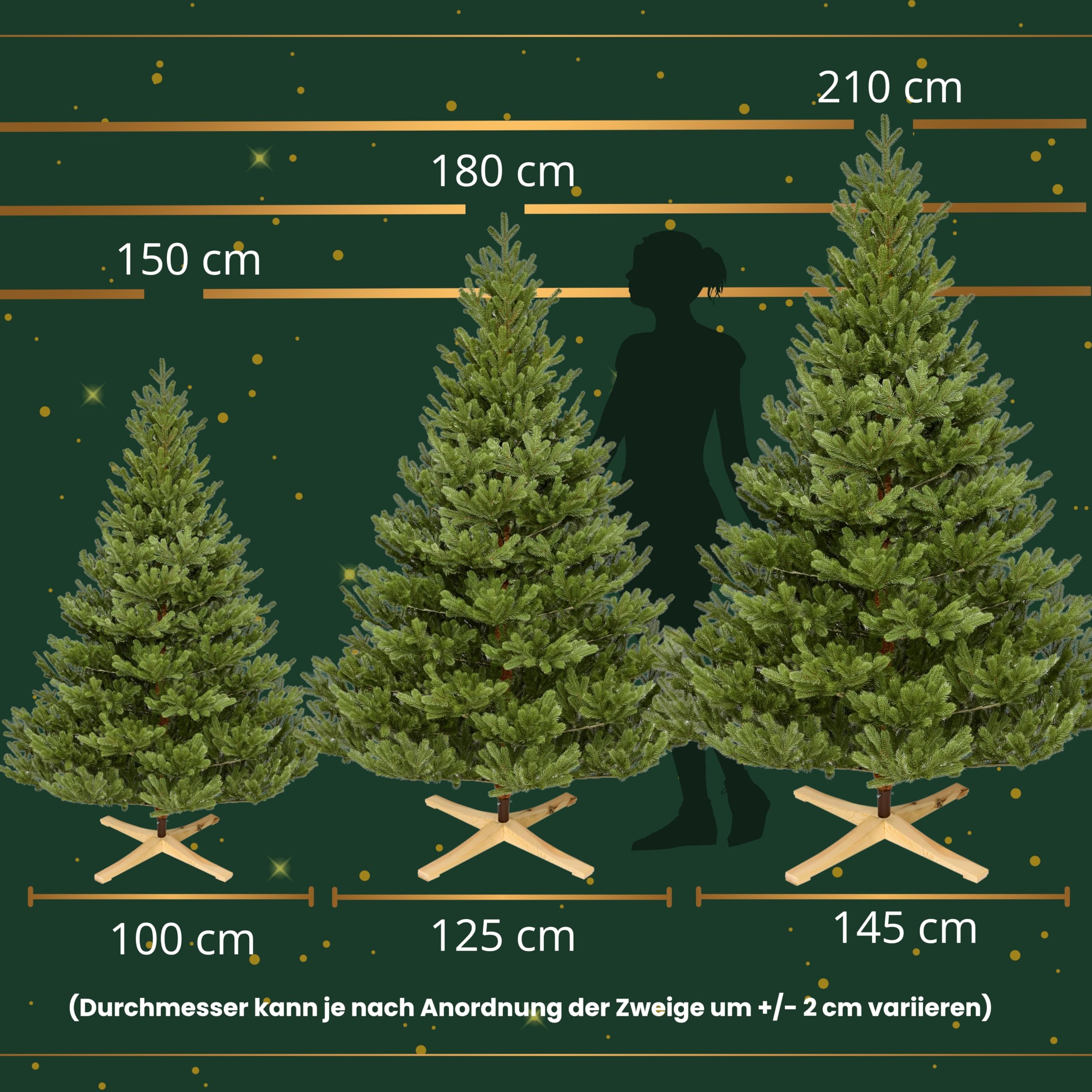 Premium Künstlicher Weihnachtsbaum 180 cm Nordmanntanne [100% Spritzguss] Tannenbaum Künstlich inkl. FSC zertifiziertem Holzständer I Christmas Tree Made in EU