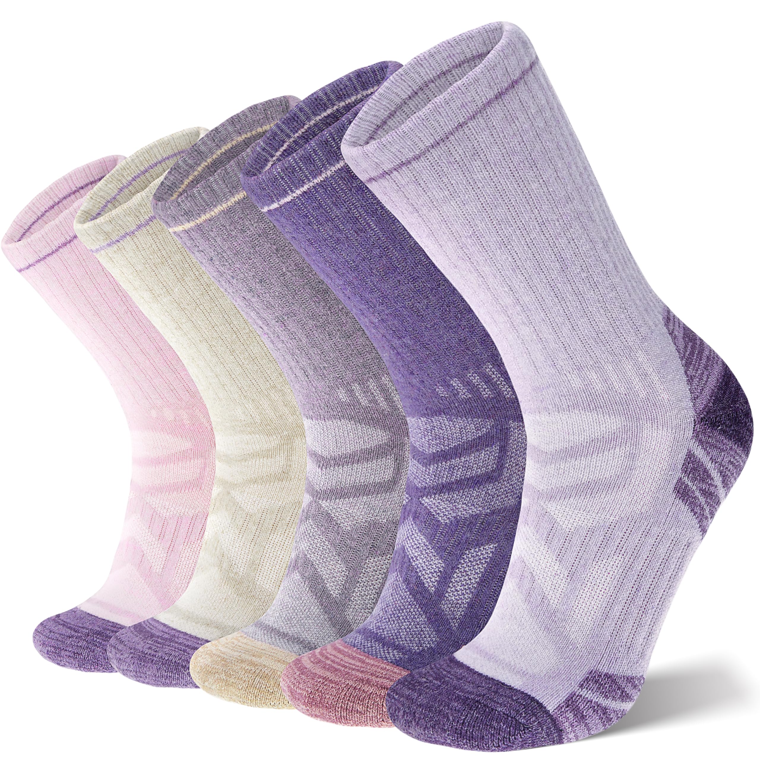 ANTSANG Merino Wool Hiking Socks, Enhanced Breathability, Targeted Cushion Thermal Socks for Men and Women, 5 Pairs