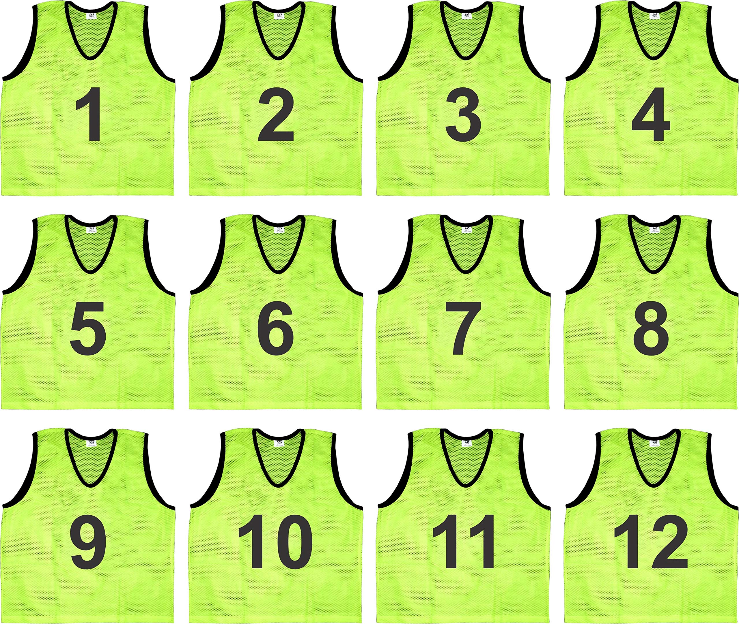 SAS SPORTS 1 to12 Numbered Scrimmage Team Practice Vest, Training Bibs, Soccer Pinnies for Youth, Adult (F-Green, Medium) (B08K3C8RMX) Amazon Price History, Amazon Price Tracker