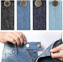 Waist Adjustment, 4 Buttons, Waist Extension, Adjustable Buttons, Denim, Waist Size Adjustment, No Sewing Required, Extender Suitable for Skirt/Jeans (Set of 4 Colors)
