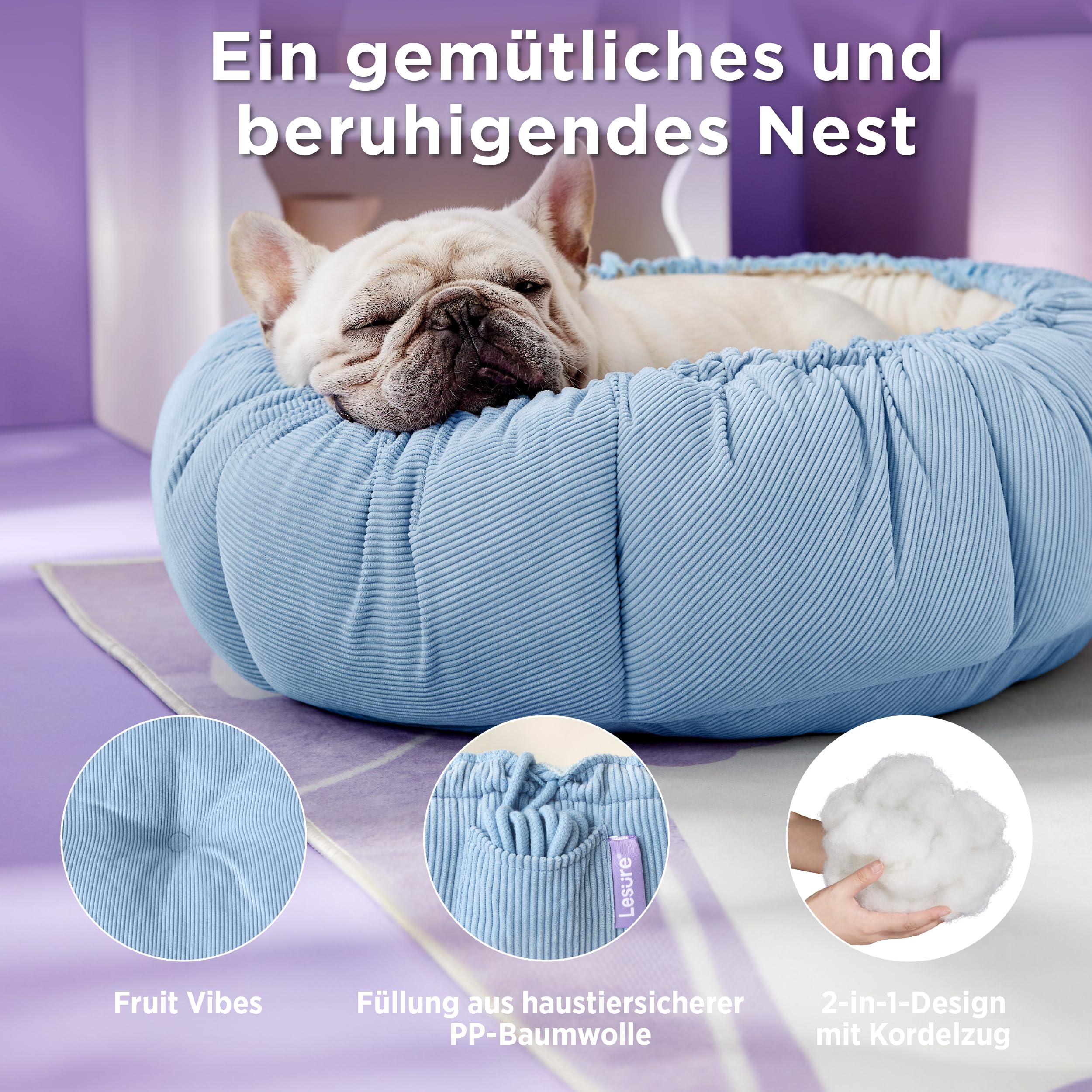 Weiches Katzenbett 60x45 Cm – 2-in-1 Schlafsack & Haus, Waschbar, Für Katzen & Kleine Hunde