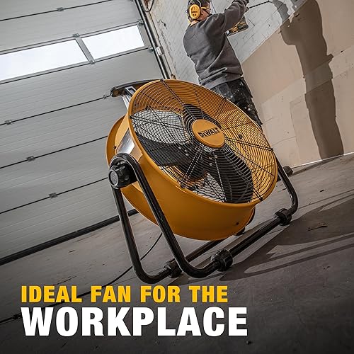Miniatura 7 de DEWALT DXF2042 Industrial Fan, 20 Inch High Velocity Fans with 3-Speed Adjustable Tilting Head, Drum Fan for Outdoor, House and Warehouse, Yellow