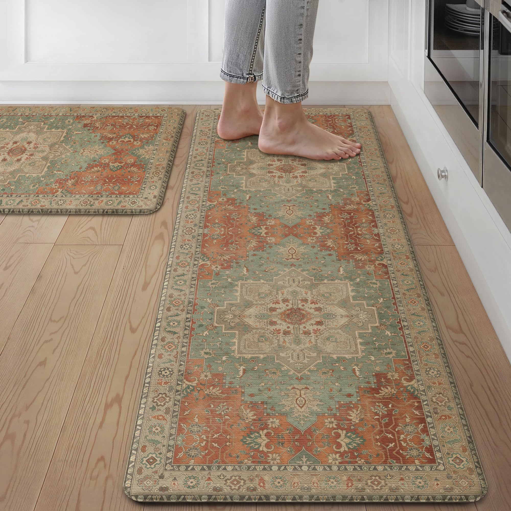 GENIMO Anti Fatigue Kitchen Mats for Floor 2PCS, Standing Rugs,Multi