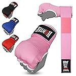 HUNTER Gel Padded Inner Gloves with Hand Wraps for Boxing (Set of 2 Gloves) (Pink, S/M)