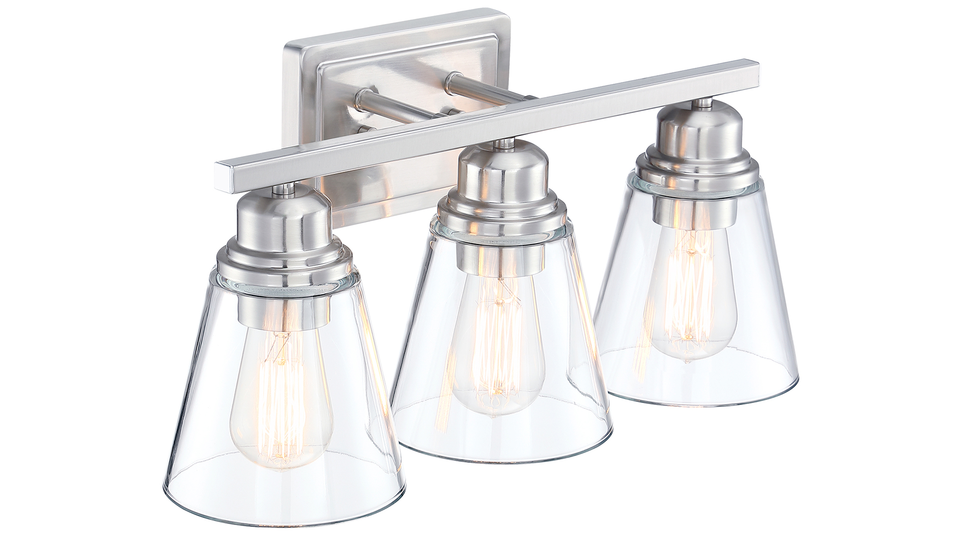 Image of Brushed Nickel 3 Light Bathroom Vanity Light Set,5 Piece Brushed Nickel Bathroom Light Accessories Set,Brushed Nickle 3 Light Bathroom Vanity Fixture with Hardware Set