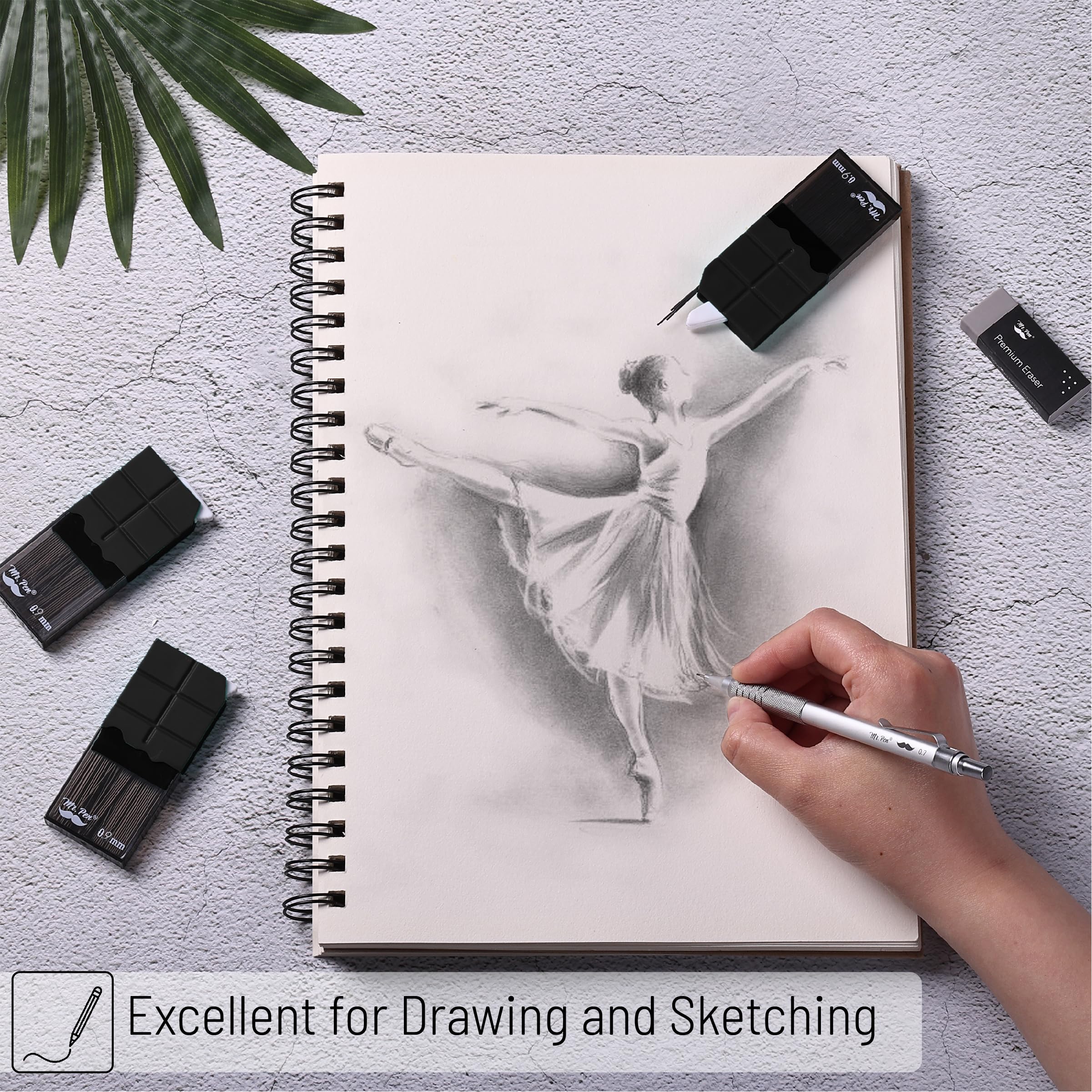 Mr. Pen- 0.9 Millimeter Lead Refills for Mechanical Pencils, 4B, 4 Pack, 280 PCS, 0.9 Lead Refills - Image 6