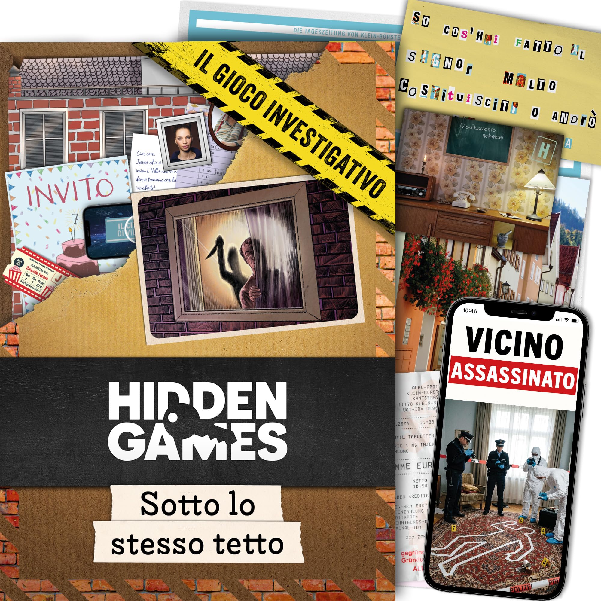 Hidden Games Luogo del Reato – Sotto lo stesso tetto – Gioco poliziesco, simile a Escape Room per il tavolo, risolvi un caso, gioco poliziesco, caso da risolvere, cold case