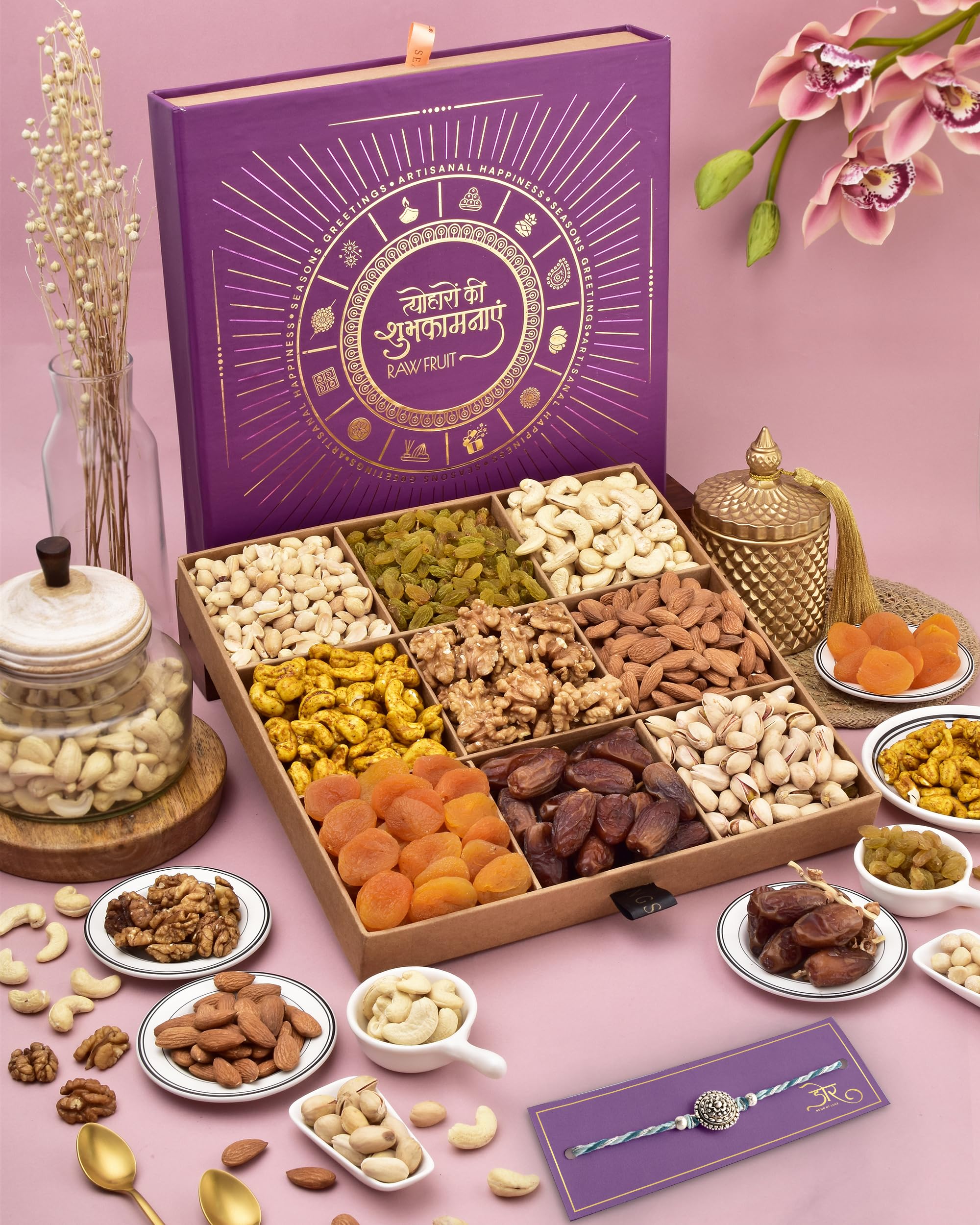 Rakhi Hamper Rakhi With Dry Fruits Rakhi For Brother Combo Rakhi With Dry Fruits Rakhi Gift Hamper Rakhi For Brother Purple L9 Tray Dates Blackpepper Cashew Apricot Chakra Rakhi Set (B0CDQ9Q63S) Amazon Price History, Amazon Price Tracker