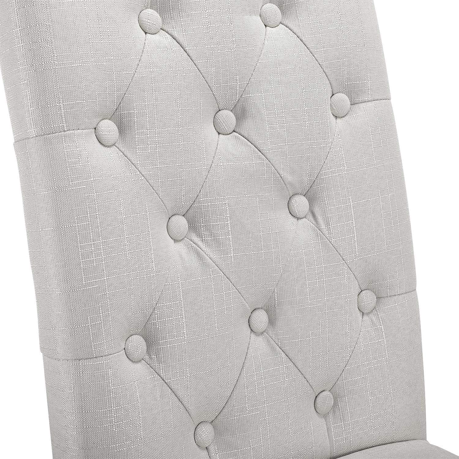 Yaheetech Solid Wood Dining Chairs Button Tufted Parsons Diner Chair Upholstered Fabric Dining Room Chairs Kitchen Chairs Set of 2, Beige - Chairs