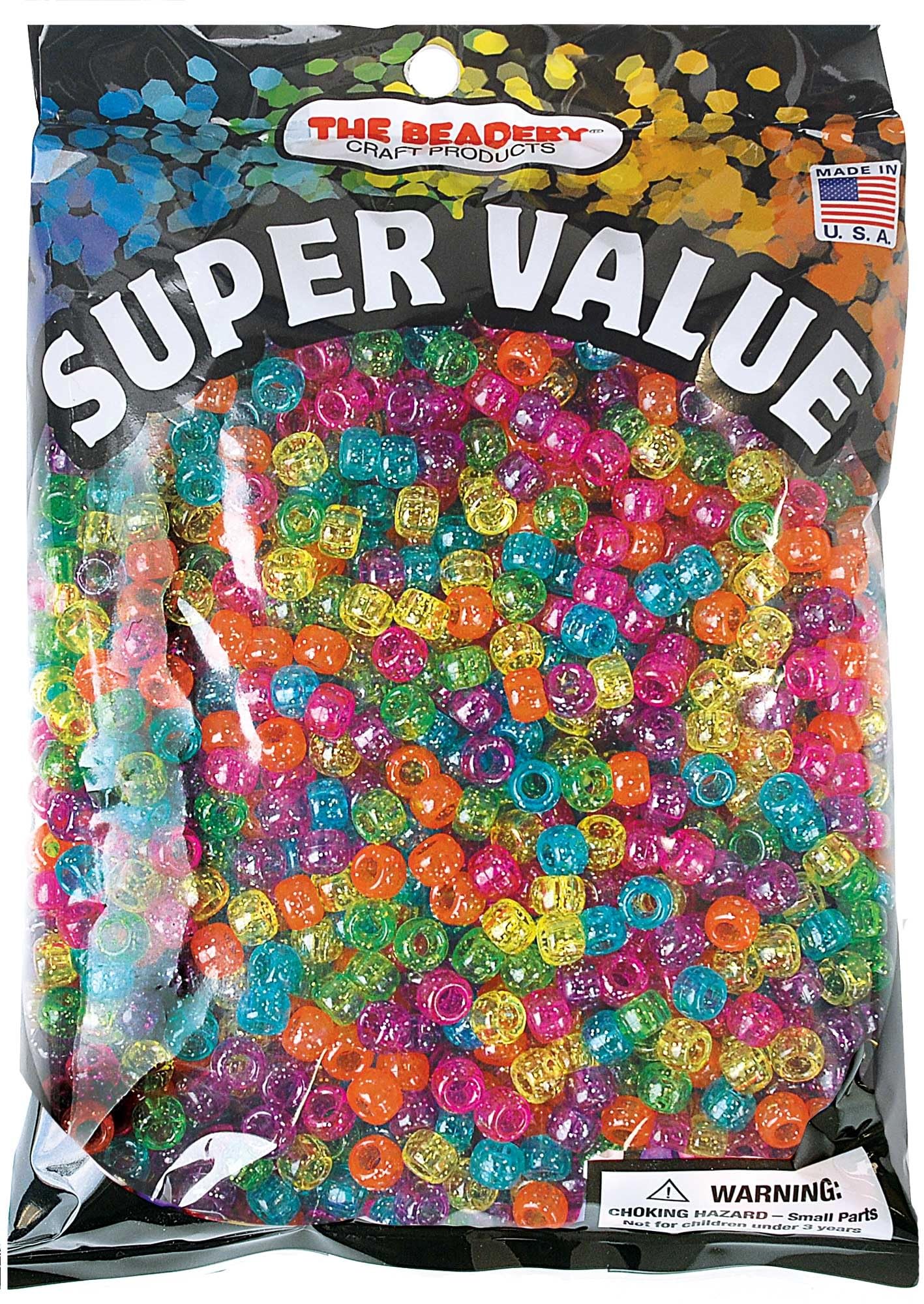 THE BEADERY Pony Beads 1lb-Jelly Sparkle, Multicolor