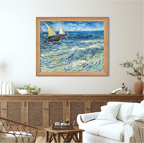 Miniatura 574 de A&T ARTWORK The Starry Night de Vincent Van Gogh. Tamaño del marco: 36 x 30 pulgadas, tamaño de la imagen: 30 x 24 pulgadas, reproducciones clásicas