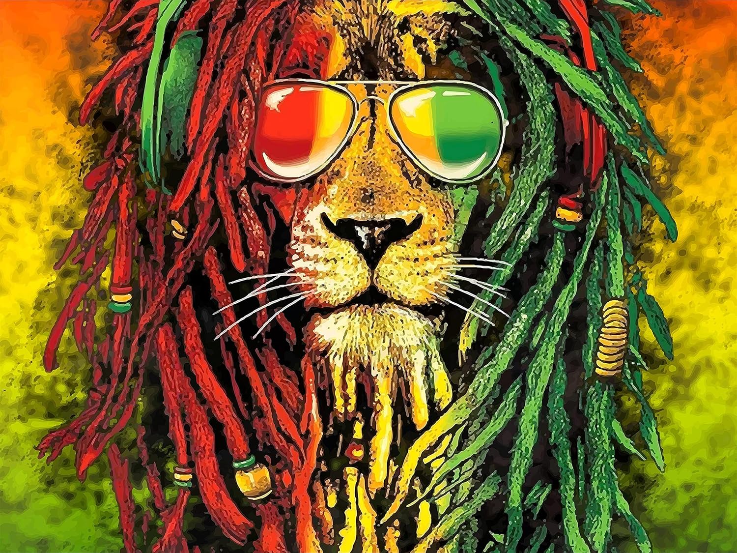 Simsant Rasta Bob Wall Hanging - Lion Head Tapestry for Living Room, Bedroom, Dorm - Psychedelic Decor (108"x90")