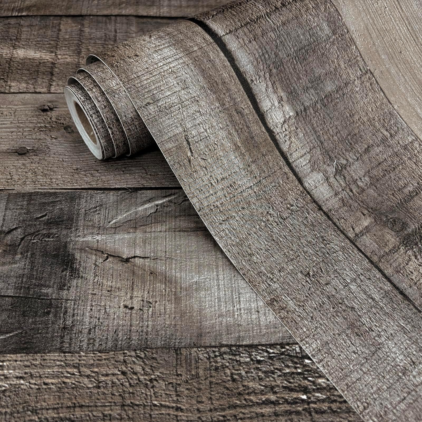 Livebor Gray Wood Peel and Stick Wallpaper Wood Wallpaper 17.7”x 590.5”