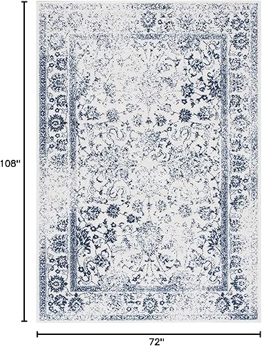 Miniatura 522 de Safavieh colección Adirondack - Alfombra de área, 6 x 9 pies, gris y azul, diseño oriental desgastado, no desprende pelusa, fácil cuidado, ideal