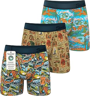 Boxer Briefs for Men Pack of 3 - Hammock Support Pouch Underwear for Men with Fly