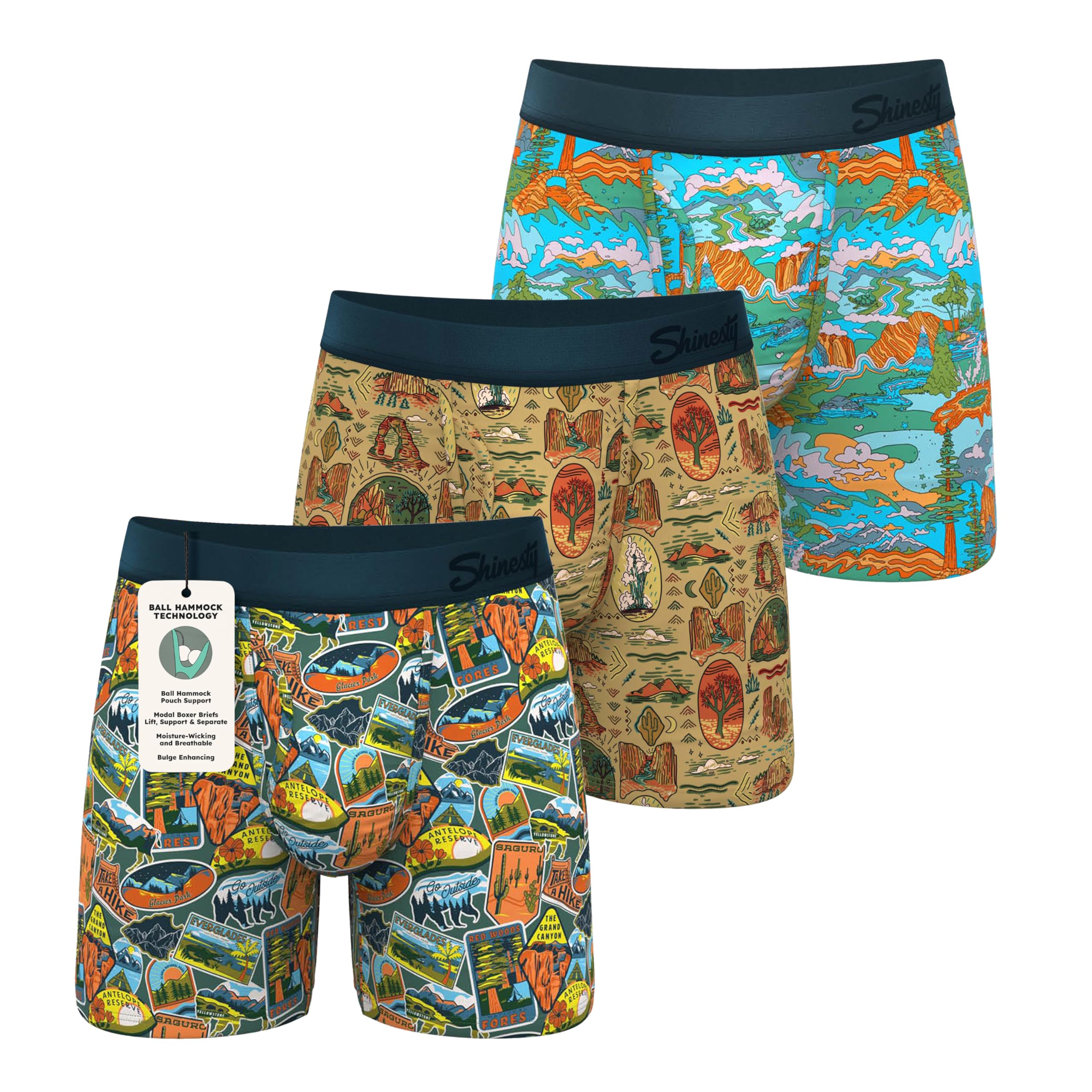 Boxer Briefs for Men Pack of 3 - Hammock Support Pouch Underwear for Men with Fly