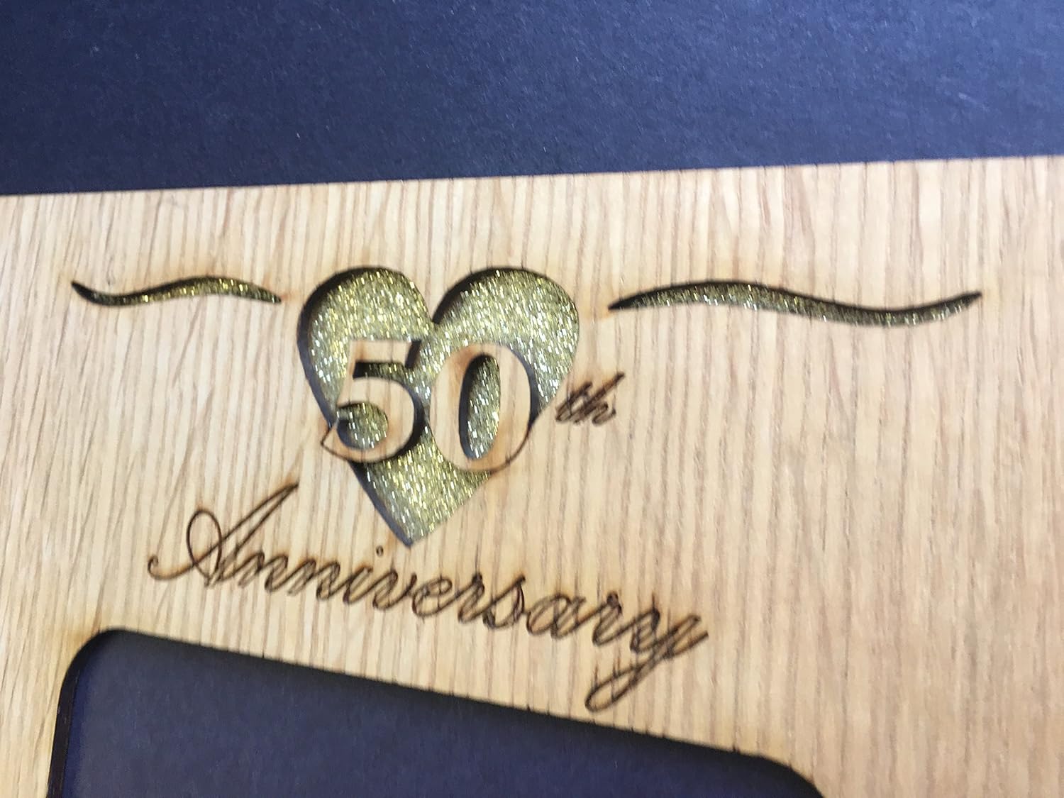 50th Anniversary Picture Frame - Personalized with Names and Wedding Date (5x7 -Holds 3x5 Photo)