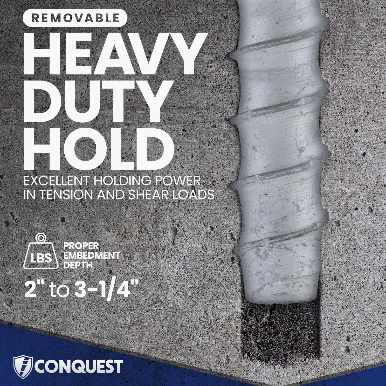 Conquest - Tornillos de hormigón galvanizados de gran diámetro para anclar en mampostería o hormigón sin agrietar (paquete de 50)