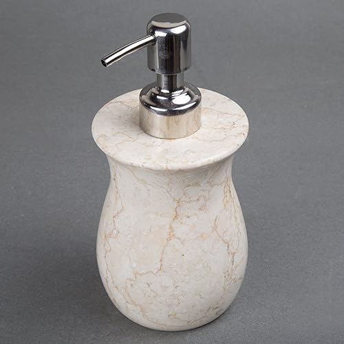 Miniatura 3 de Creative Home Natural Champagne Marble Vase Collection - Dispensador de loción de jabón líquido con bomba de acero inoxidable, beige, 3.3 pulgadas