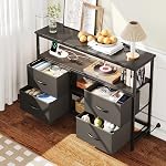 VERMESS TV Stand Dresser with Power Outlets and LED Light, 4 Drawers Entertainment with Open Shelf, Media Console for 32/45/55/65 inch TVs, Dresser with Storage for Living Room or Bedroom, Black