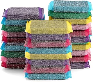 Honeydak 24 Pcs Steel Wool Sponges for Kitchen Multi Use Heavy Duty Non Scratch Scrubbing Dish Cleaner Sponges for Cleaning, Pots and Pans