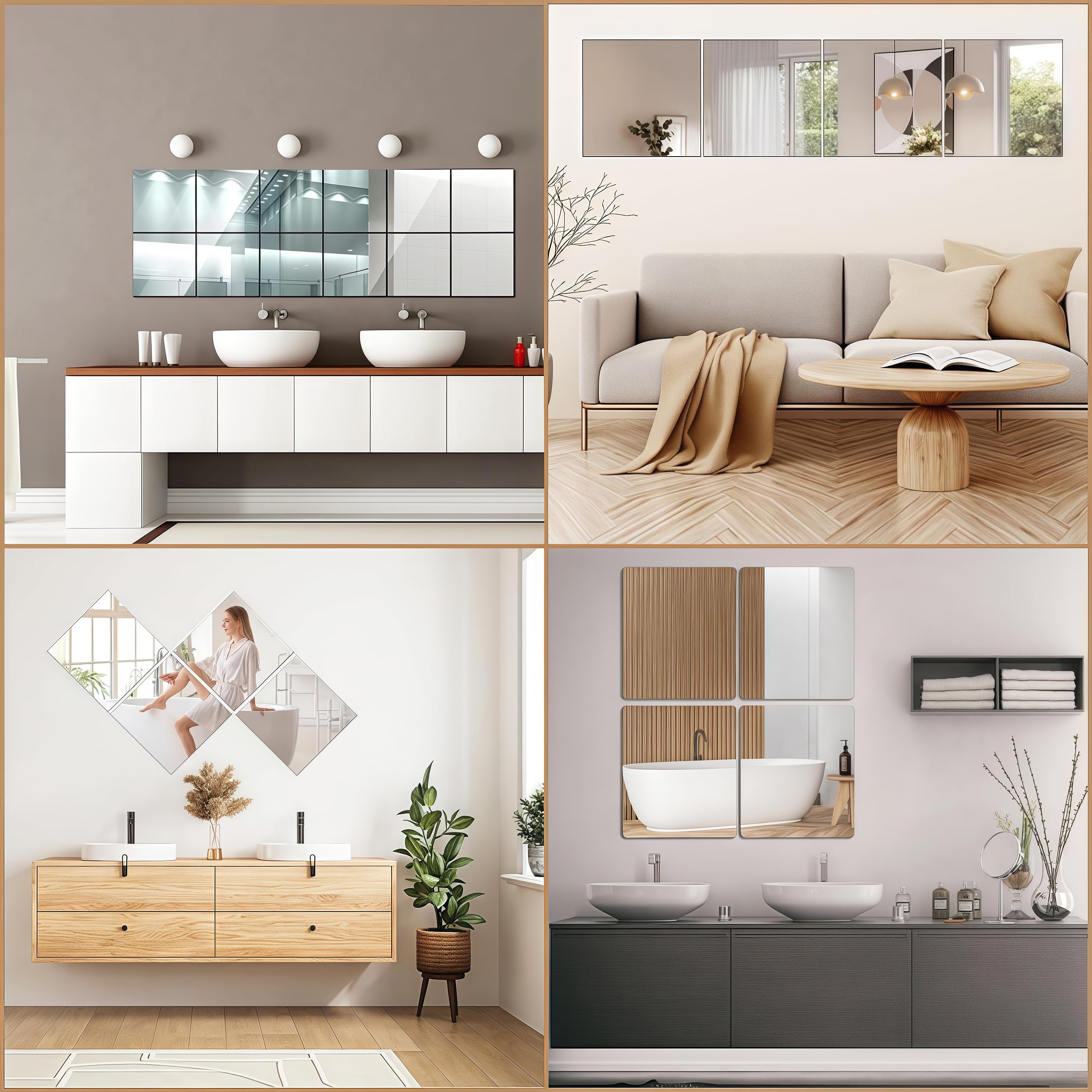 8 Specchi Adesivi Da Parete 30x20 Cm - Acrilico Flessibile, Decorazione Moderna - Foto 2