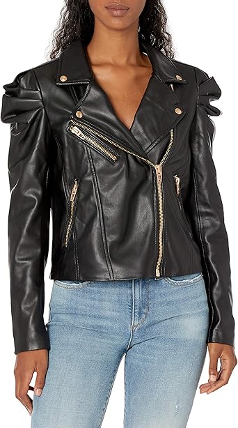 leather puff sleeve jacket