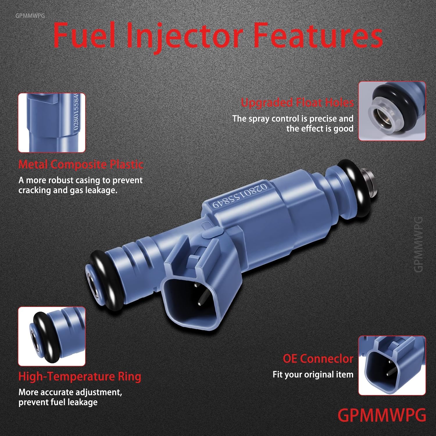 Fuel Injectors Set of 8 Compatible with Dodge for Dakota 2001-2007, for Durango for Ram 1500 for Jeep for Grand Cherokee for Commander for Raider for Chrysler for Aspen 4.7L V8 0280155849