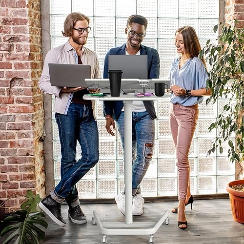 Miniatura 2 de AVLT Escritorio ambidiestro de pie móvil ambidiestro de 47 pulgadas con bandeja inclinable superior dividida (3 pies 11 pulgadas)  Carrito neumático