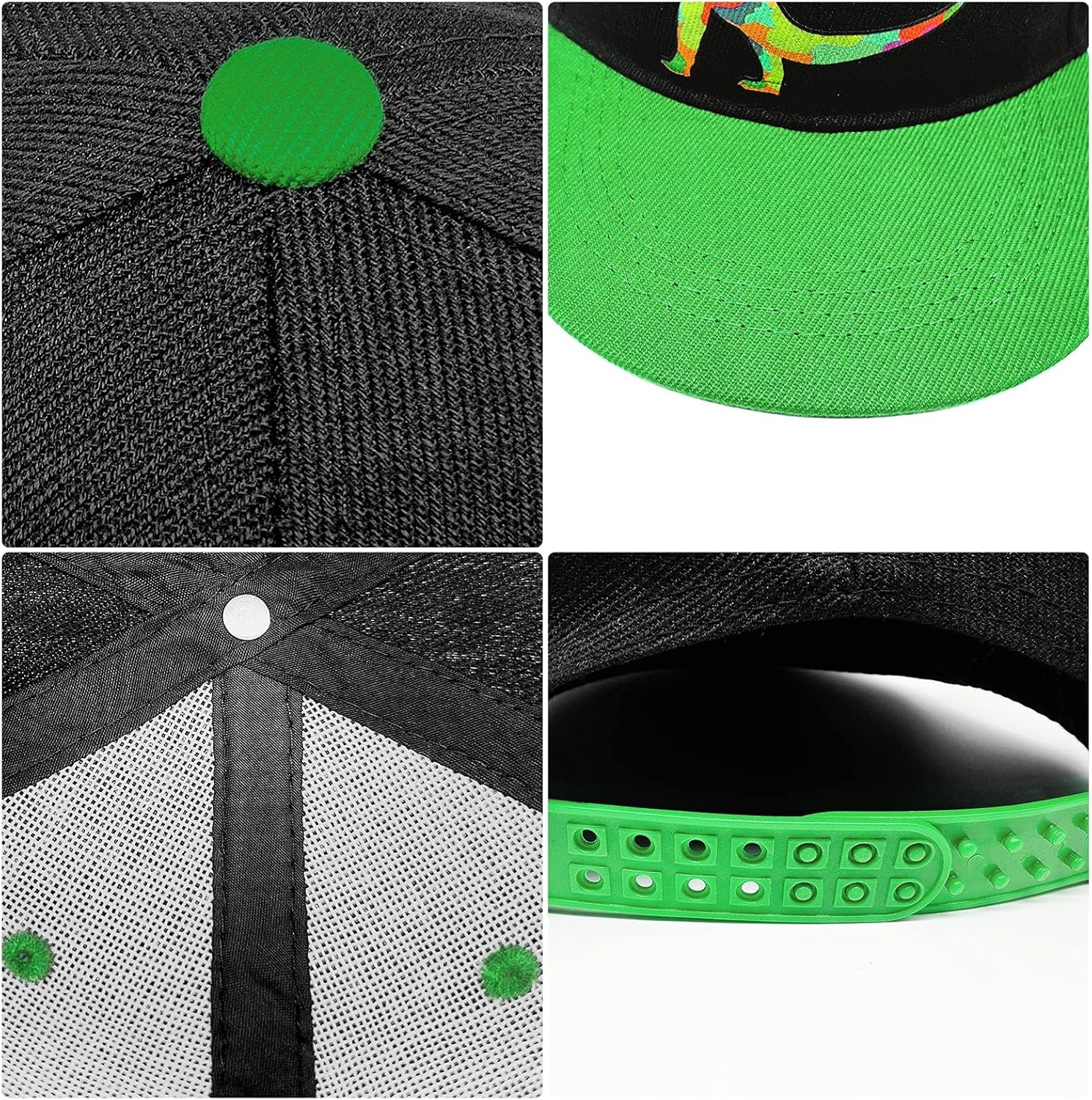 Negi Kids Dinosaur Toddler Baseball Cap, Boys Hats Ages 4-8, Green, Dinosaur Pattern, Casual Trucker Hat - Image 4