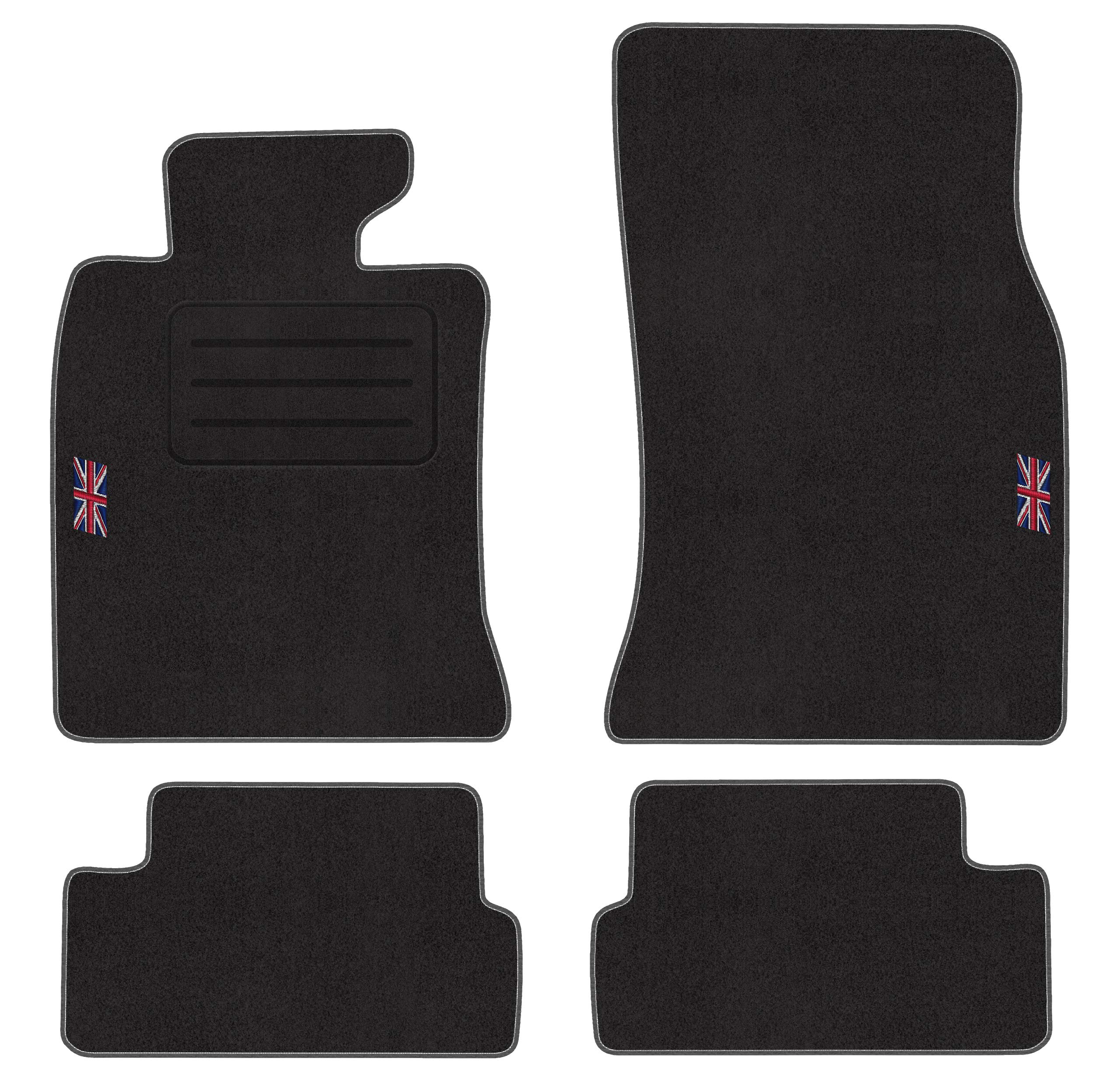 Juego de Alfombrillas de Terciopelo con Bandera para Mini Cooper II/One II (2007-2014), 4 Piezas, Ajuste