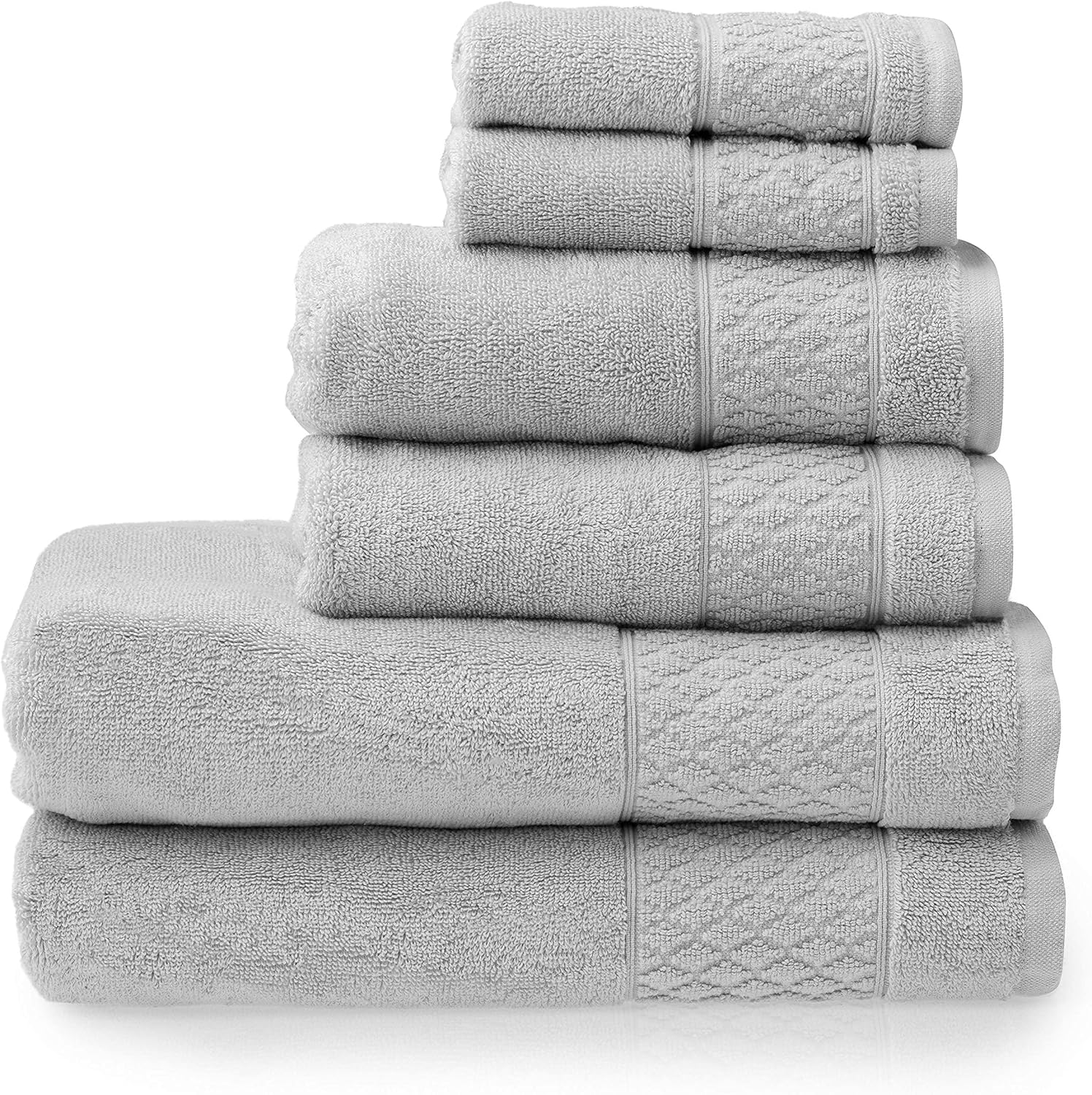 Welhome Hudson Grey Towels 6 Piece Set Plush Organic Cotton 2