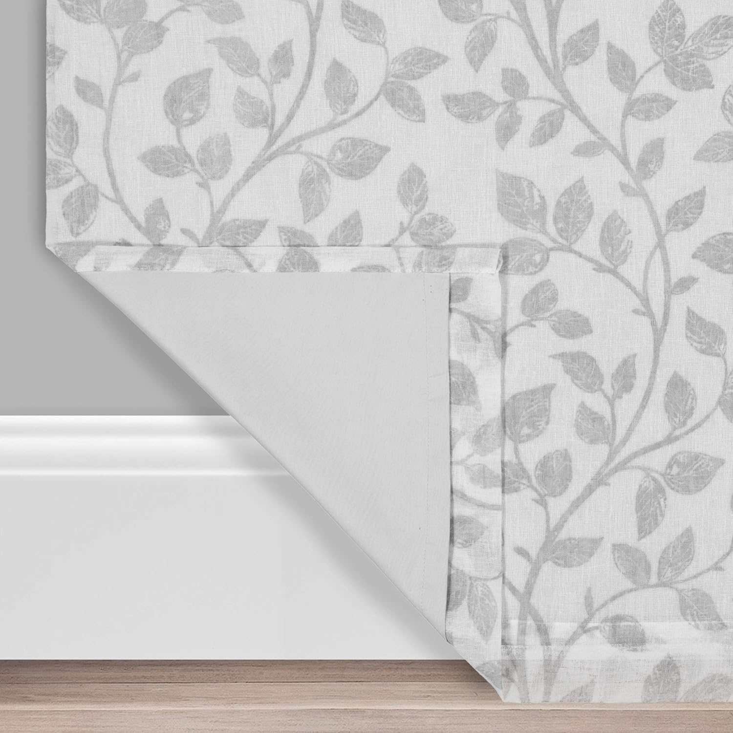 Eclipse Nora Botanical Rod Pocket Curtains for Bedroom, Single Panel, 50 in x 108 in, White (Pack of 2)