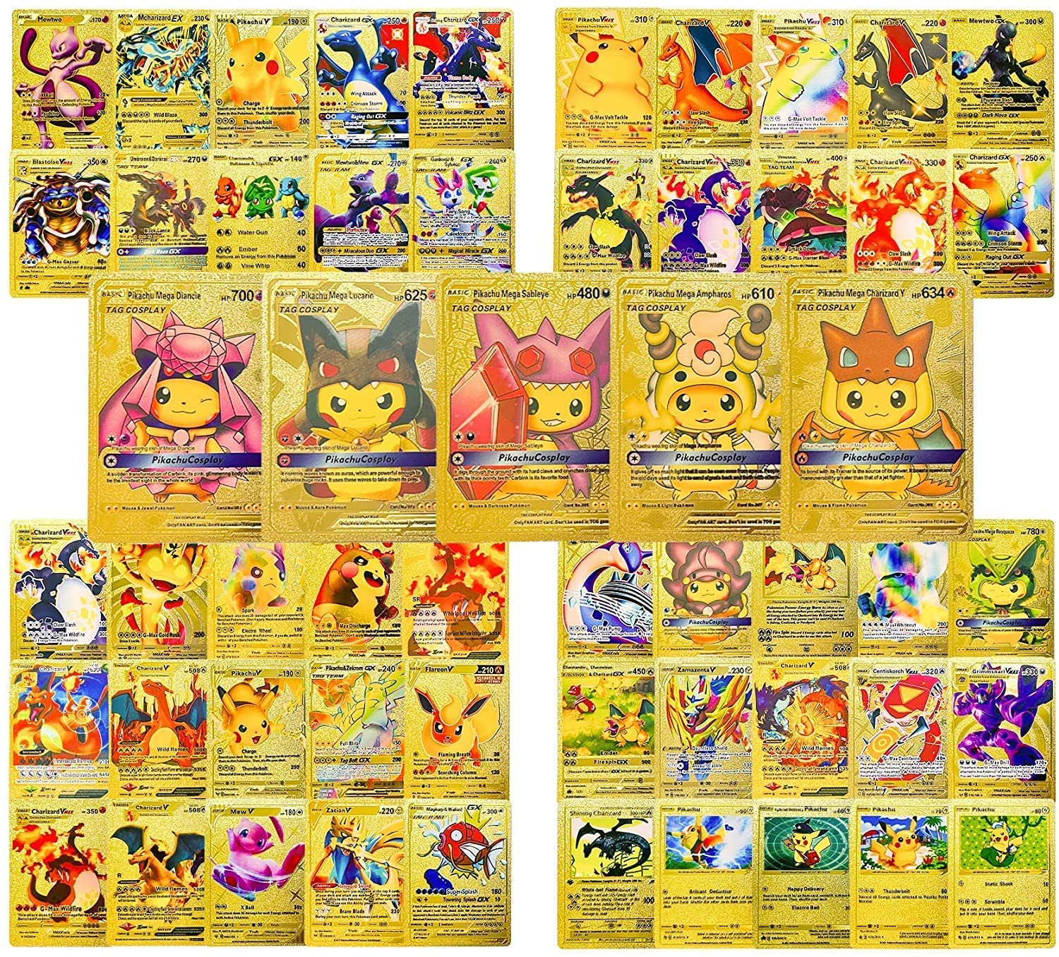Buy 55 PCS GX Rare Golden Cards V Series Cards Vmax and Common/Rare