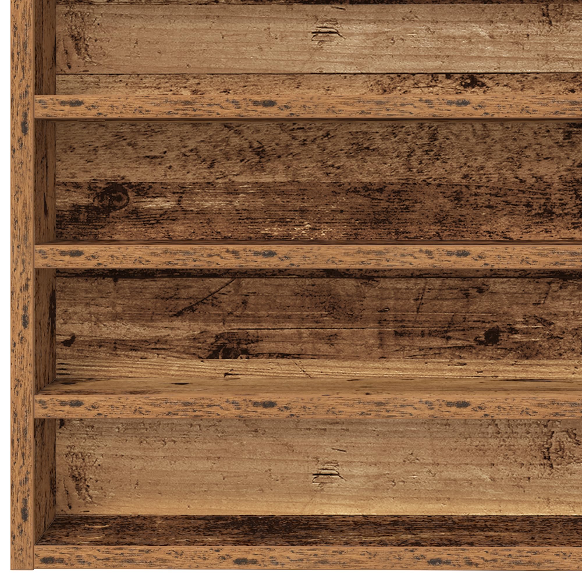 Wandregal aus Massivholz Recyceltes Holz Rustikal Braun 100x8.5x50 cm mit 8 Fächern für Bücher Pflanzen Deko Wohnzimmer Schlafzimmer Büro