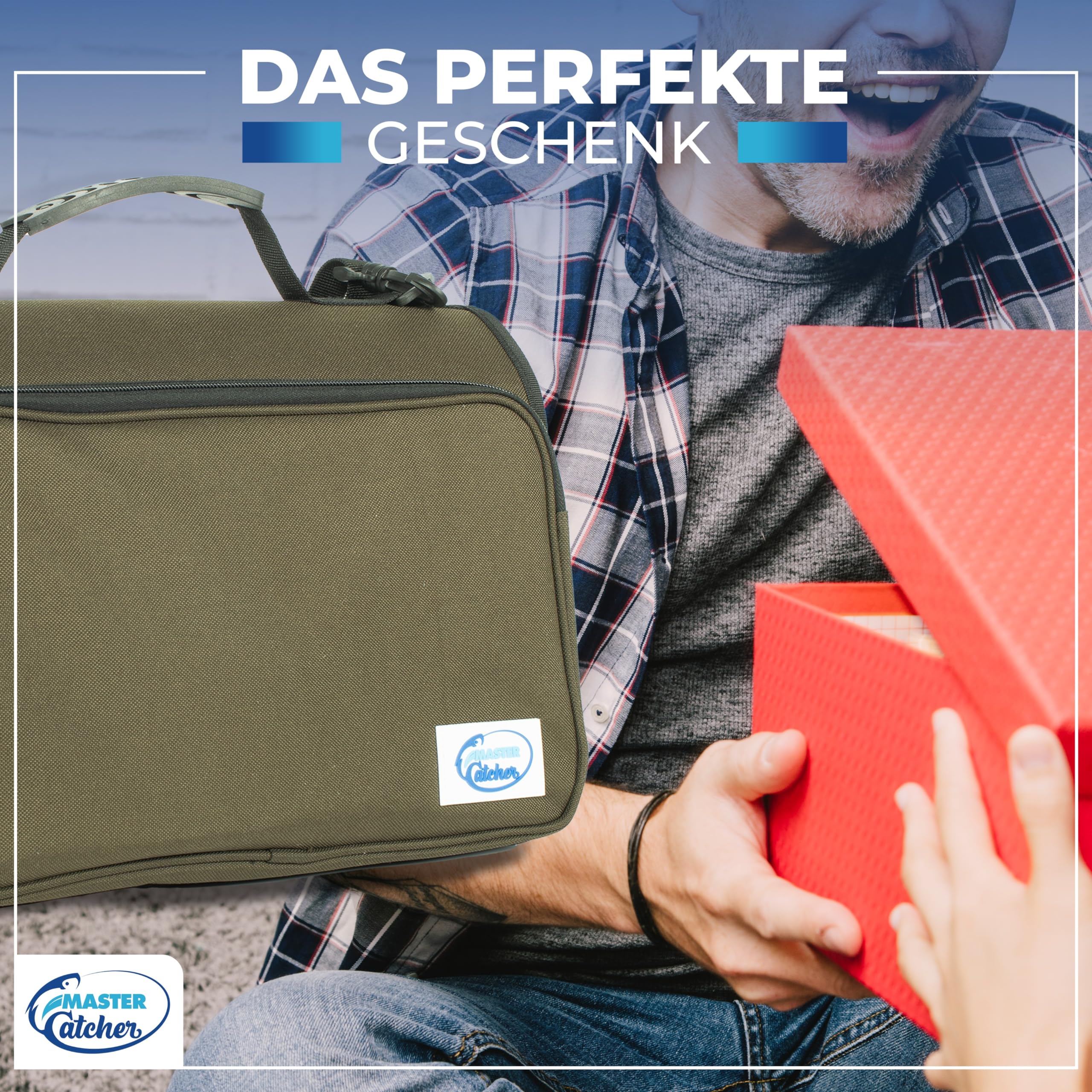Forellenteig Tasche für 32 Gläser – MasterCatcher® – mehr Kapazität (statt 16–20) – Powerbait / Teiggläser Organizer – wasserabweisend – Designed in Germany